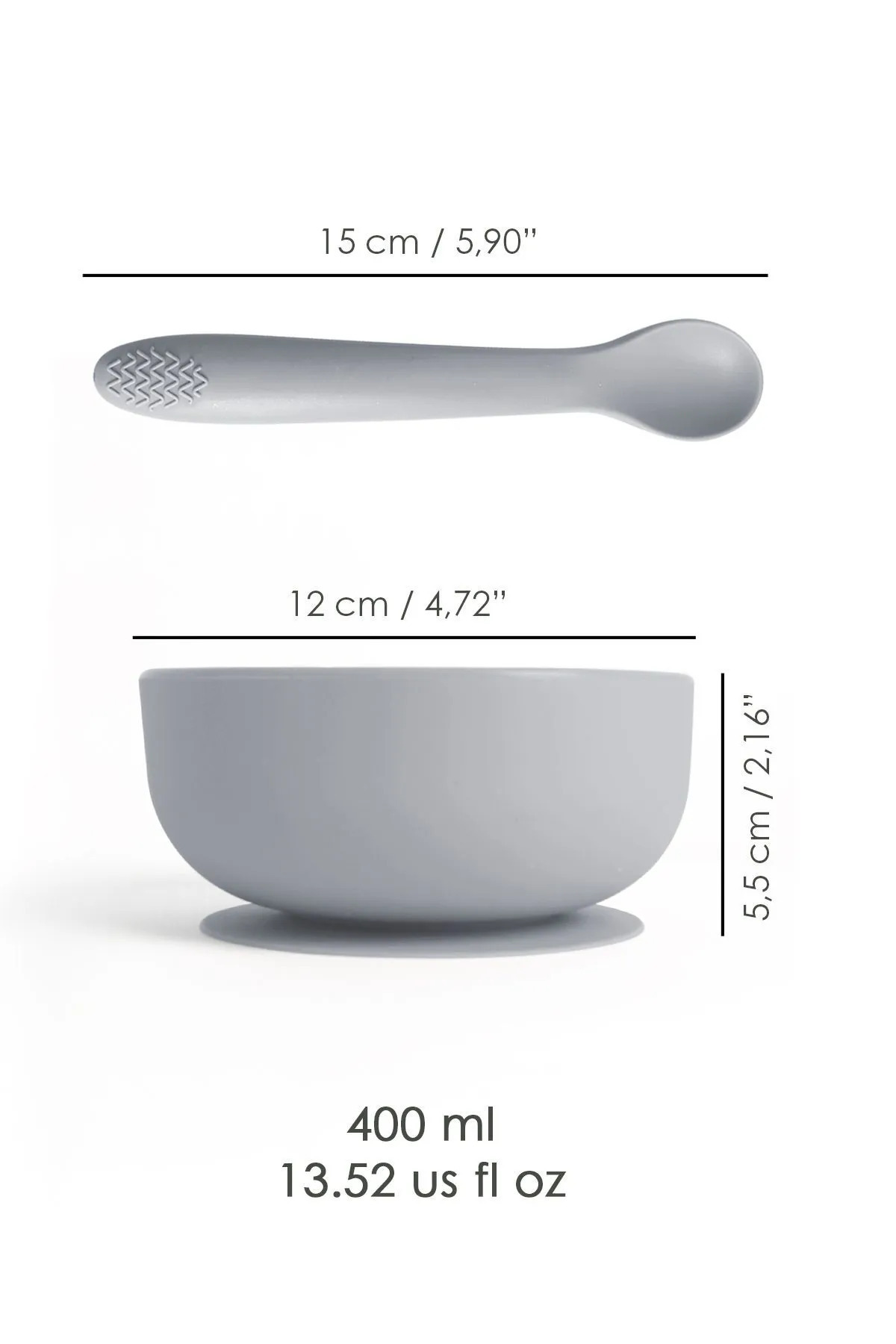 Meleni Baby Vakumlu Silikon Bebek Mama Kasesi - Vakum Tabanlı Silikon Kase - Silikon Diş Kaşıyıcı Kaşık - Gri fotoğrafı 7 (önizleme)