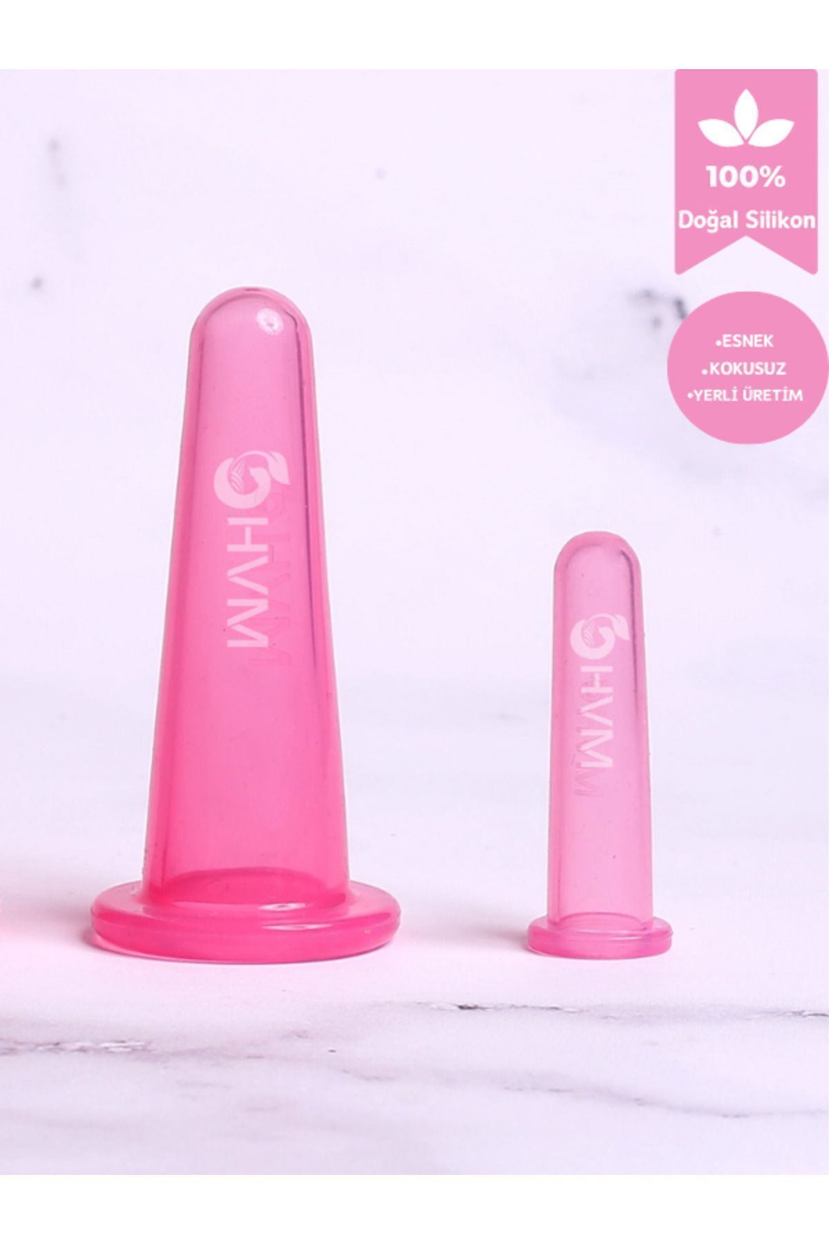 Silikon Vakumlu Yüz Masaj Kupası, Facial Cupping 2'li Pembe