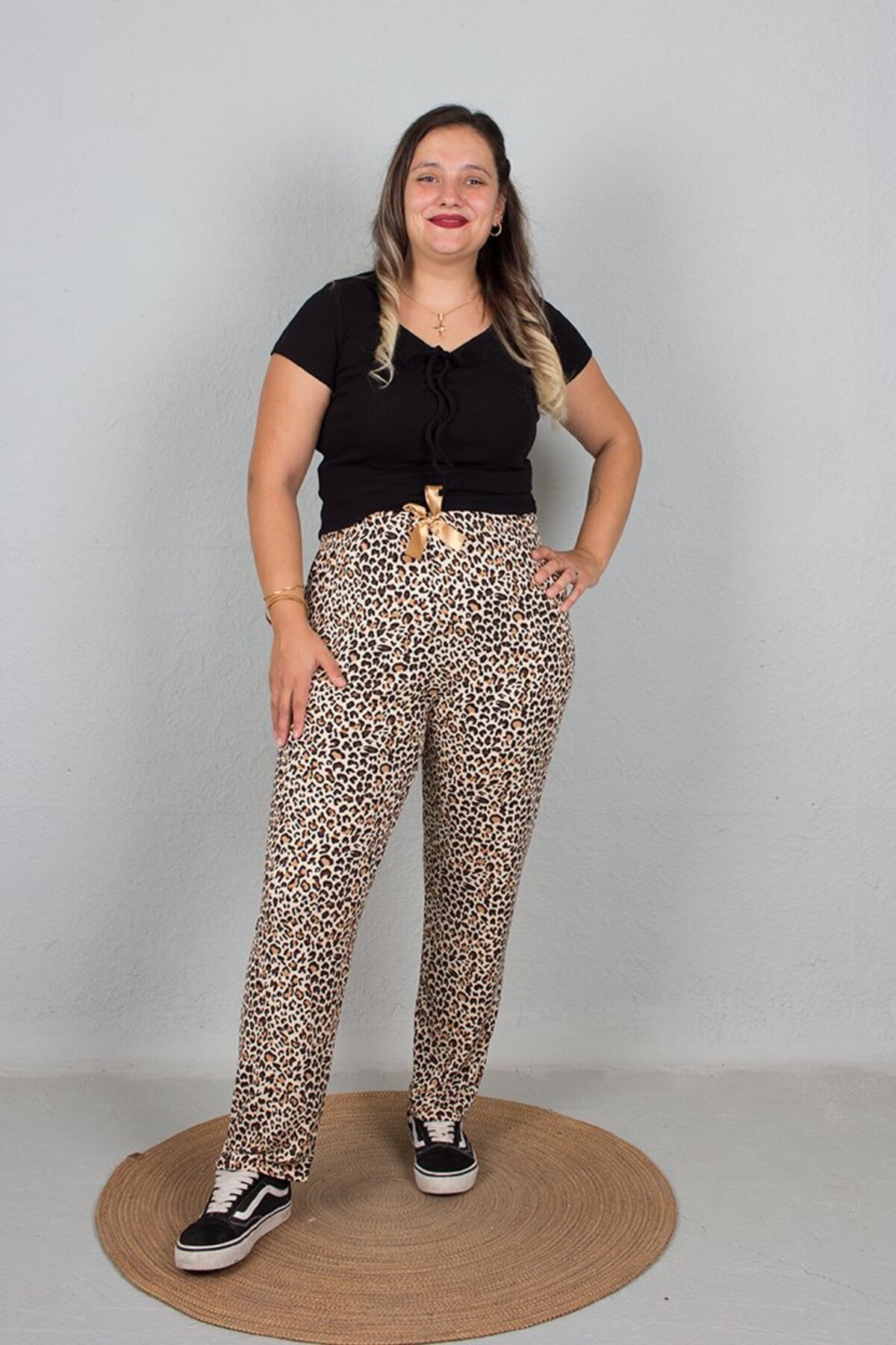 Truva XXL-Soft Cotton Large Size Leopard Patterned Pajama Bottoms 5