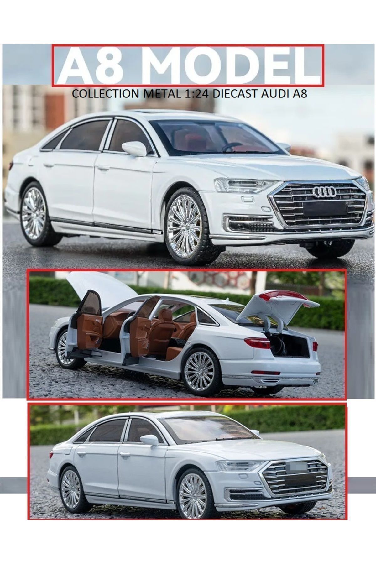 OYUNCAKSAHİLİ Audi A8 Long Quattro Tarzı 1.24 Metal Araba Dıecast