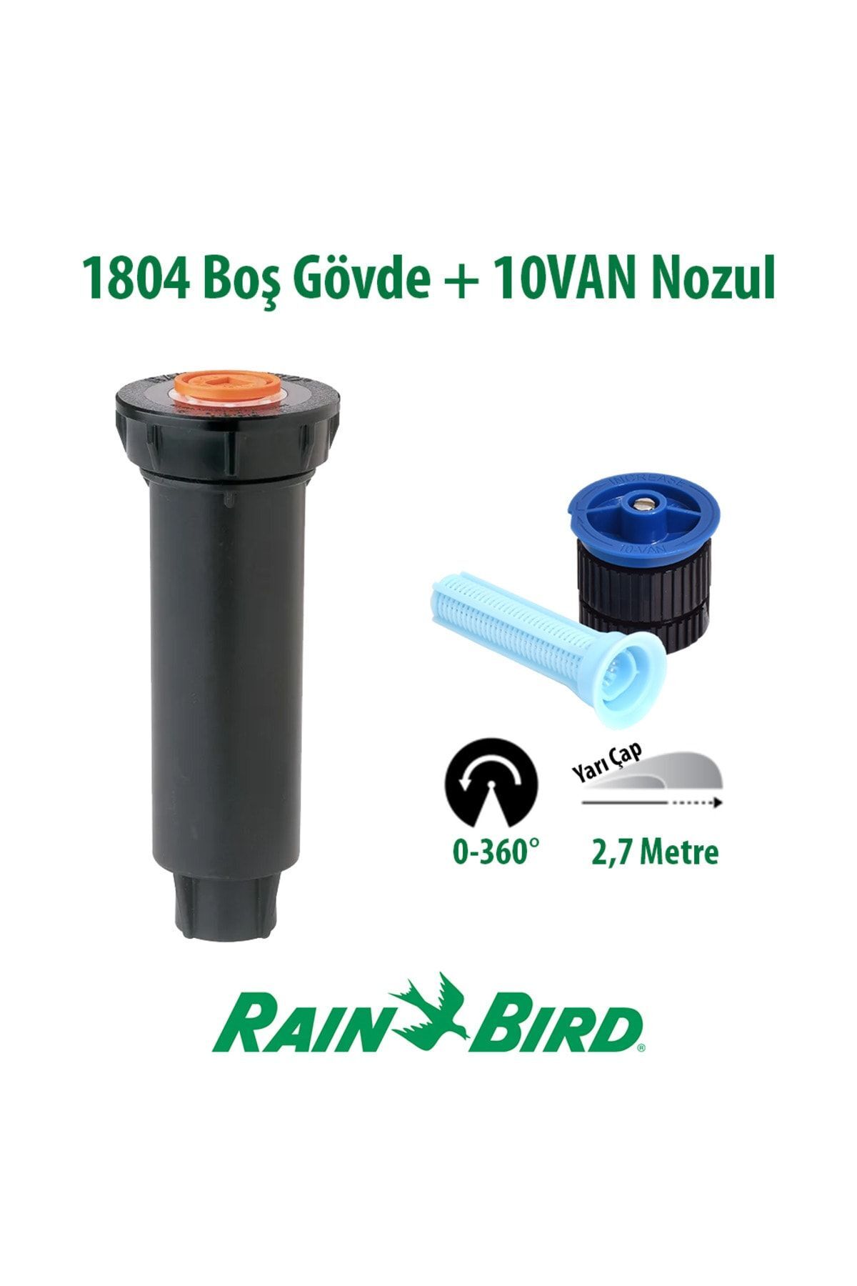 Rain Bird 10VAN Sprey Nozulu 2,7 Mt. ve 1804 Profesyonel Sprey Gövde Seti