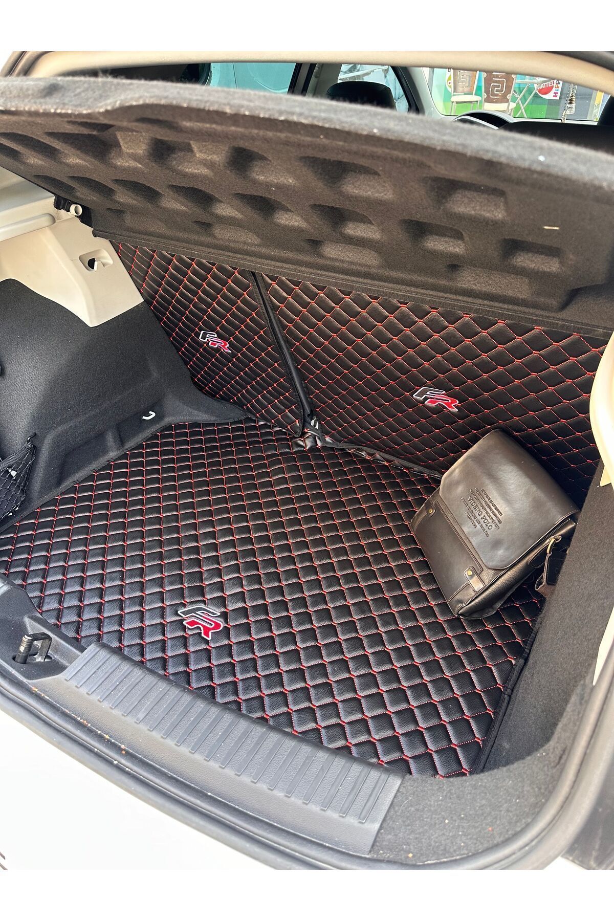 LeonTeamTurkey Seat Leon 2013/2020 FR LOGOLU SİYAH BAKLAVA DESEN BAGAJ SETİ