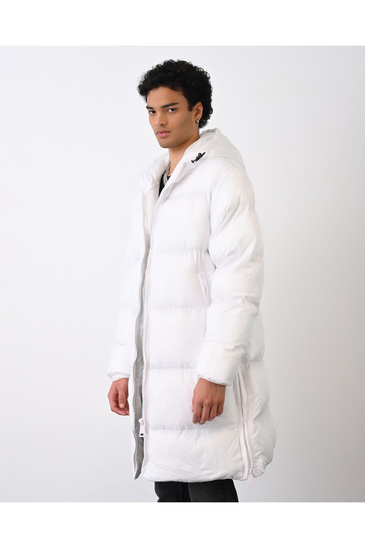 İLKCET MODA-Дълго подплатено мъжко палто с качулка 4