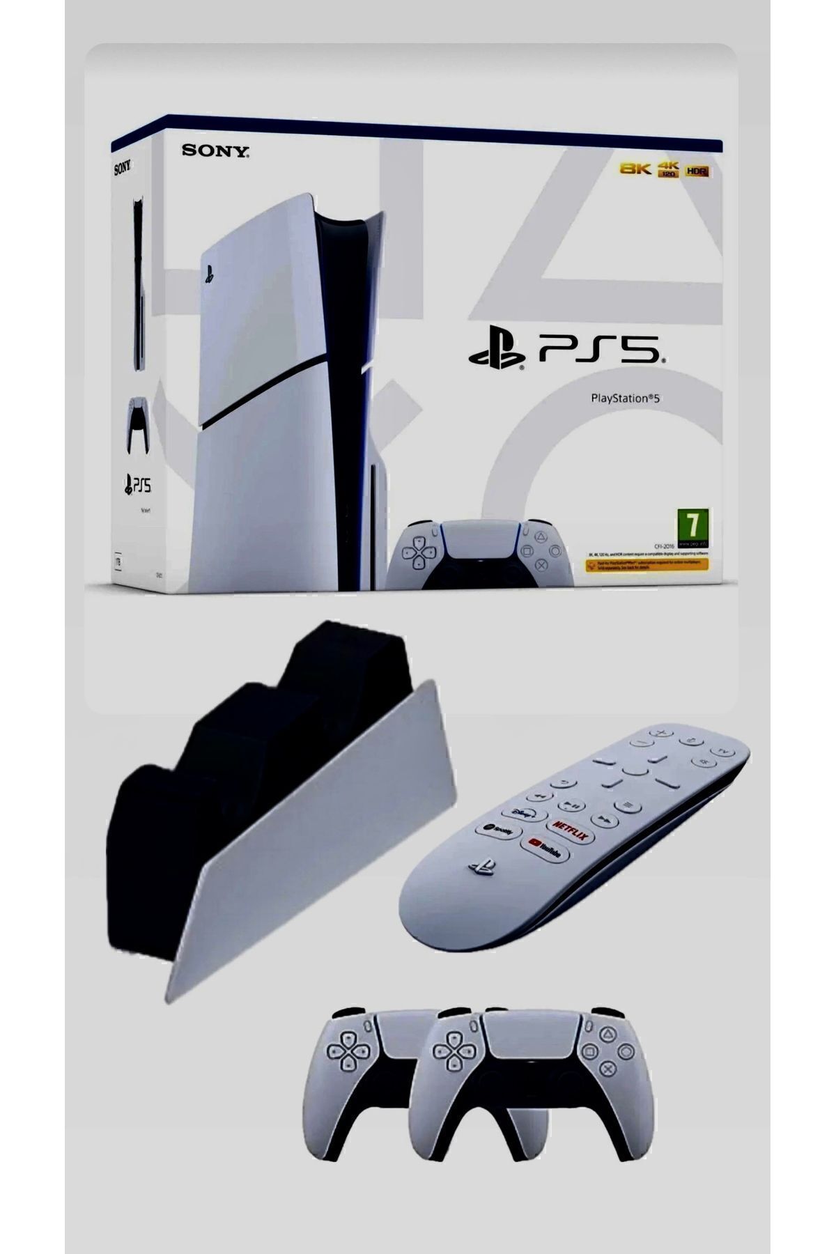 Sony PlayStation 5 1 TB CD versyon slim + çift kol+ Joystik şarj aleti+ Medya kumanda