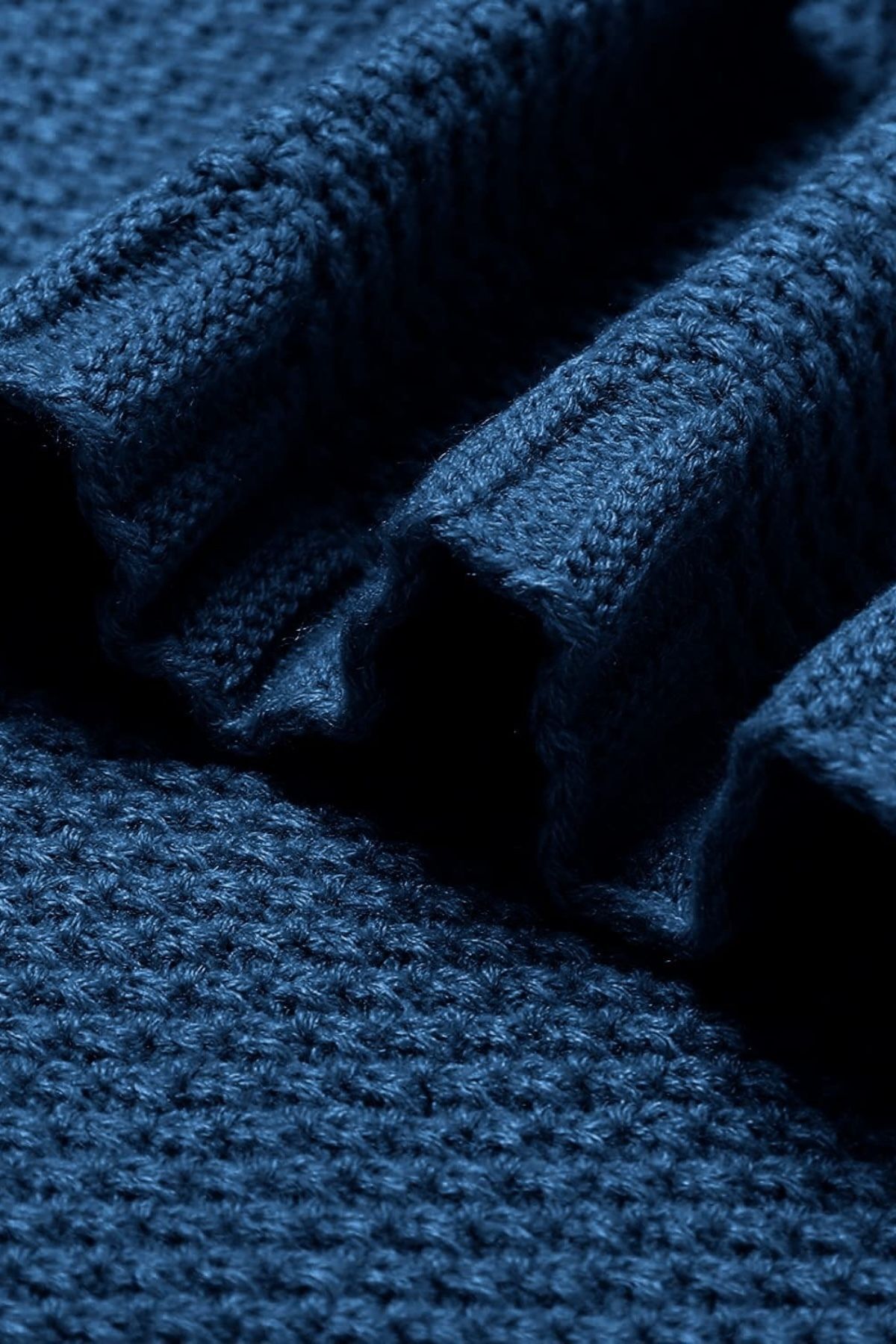 Battani.Co Kız Ve Erkek Bebek Için Triko Örgü Bebek Battaniyesi 90cm X110cm Basics Indigo fotoğrafı 3 (önizleme)
