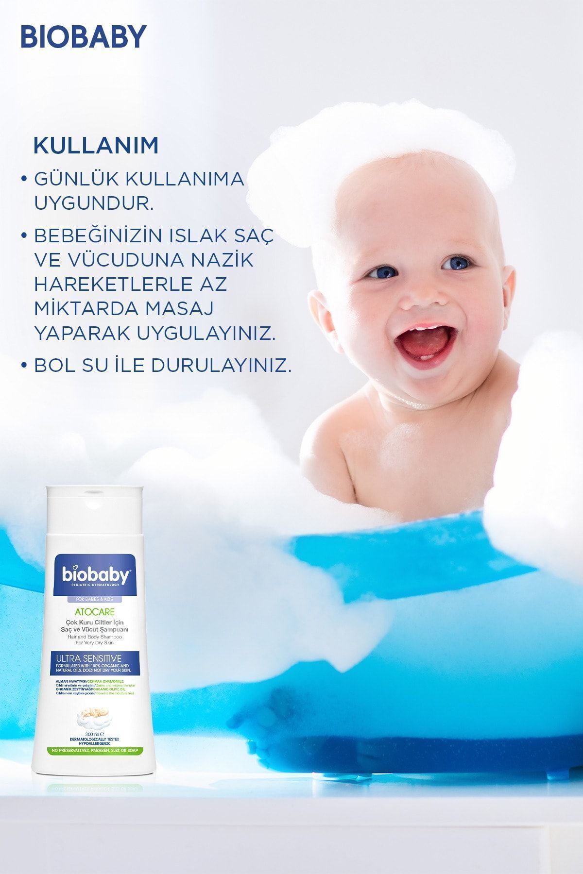 Atocare Çok Kuru Ciltler İçin Saç Ve Vücut Şampuanı 300 ml - Organik Zeytin Yağı Alman Papatyası