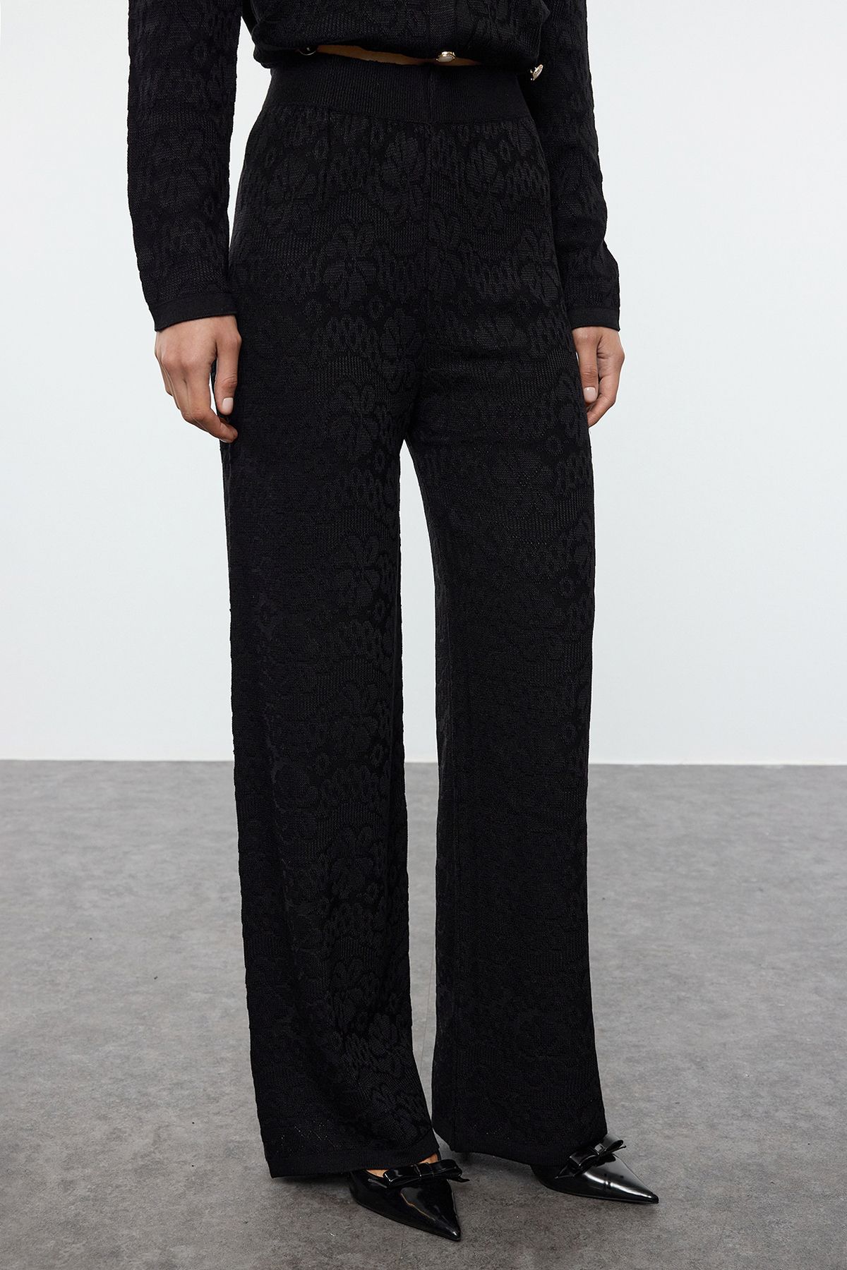 Trendyol Modest-Embroidery Patterned Black Knitwear Set - Tctaw25Us00072 4