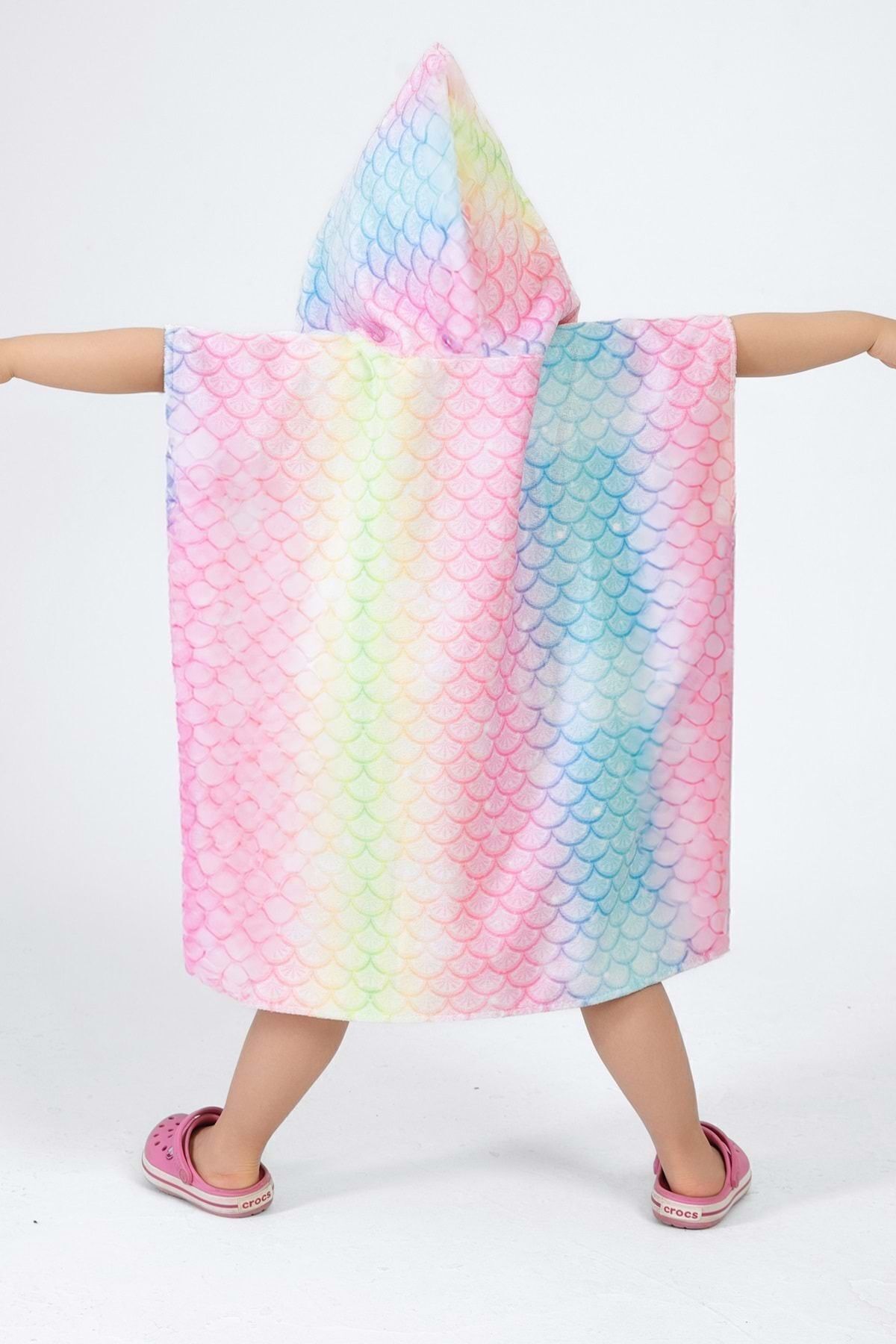VEVİEN HOME-Fish Scale Patterned Beach Towel for Kids 4