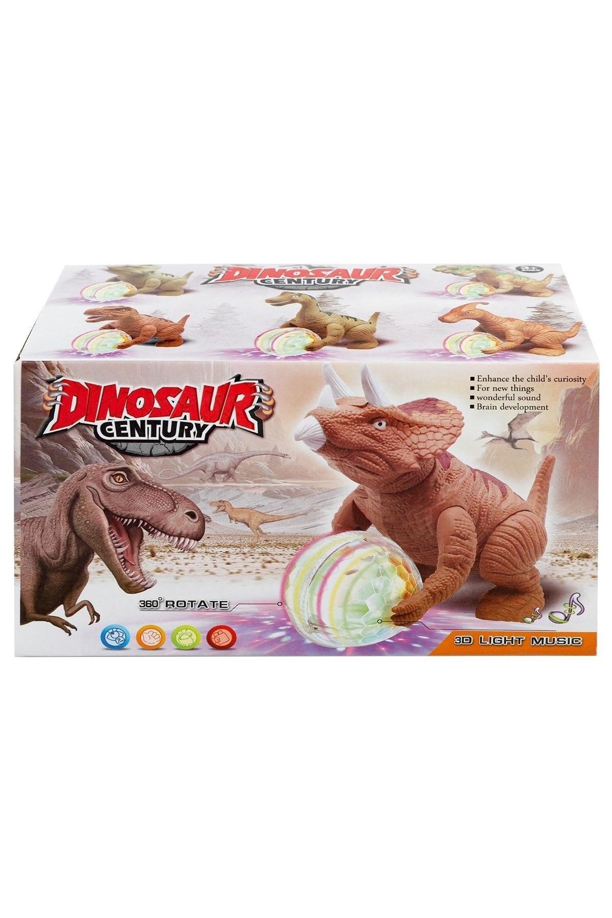 e-life-T-rex Walking Double Headed Dinosaur Toy with LED Lights, Real Looking Sound, Turns When Hit, Ball Walking 8