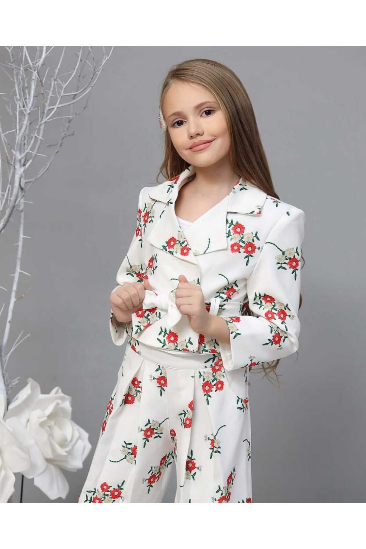 Girl Flower Pattern Jacket Set