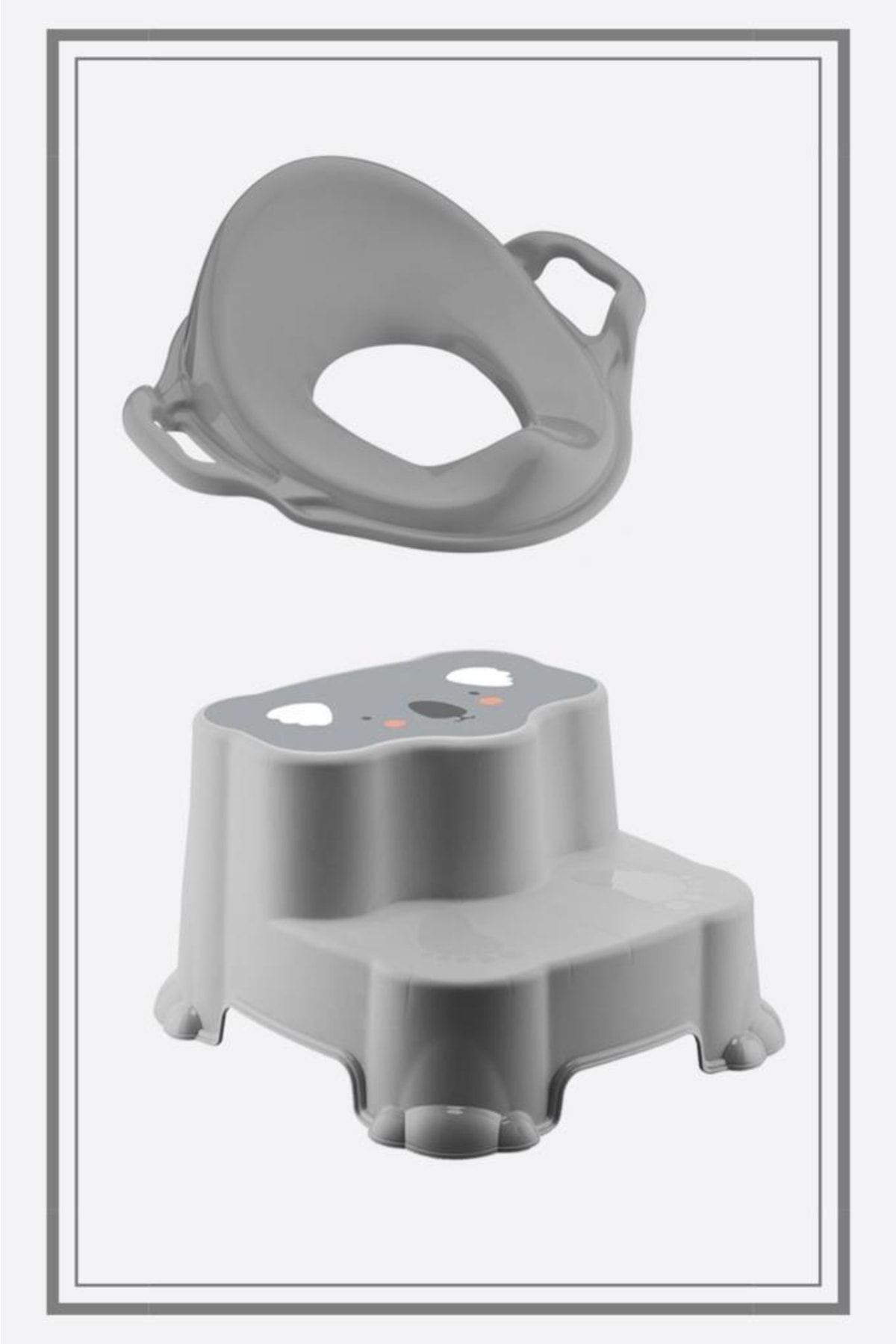 Flosoft-Children's Toilet Seat with Stool and Handle Toilet Training Adapter - Non-Slip Double Step Set of 2 2