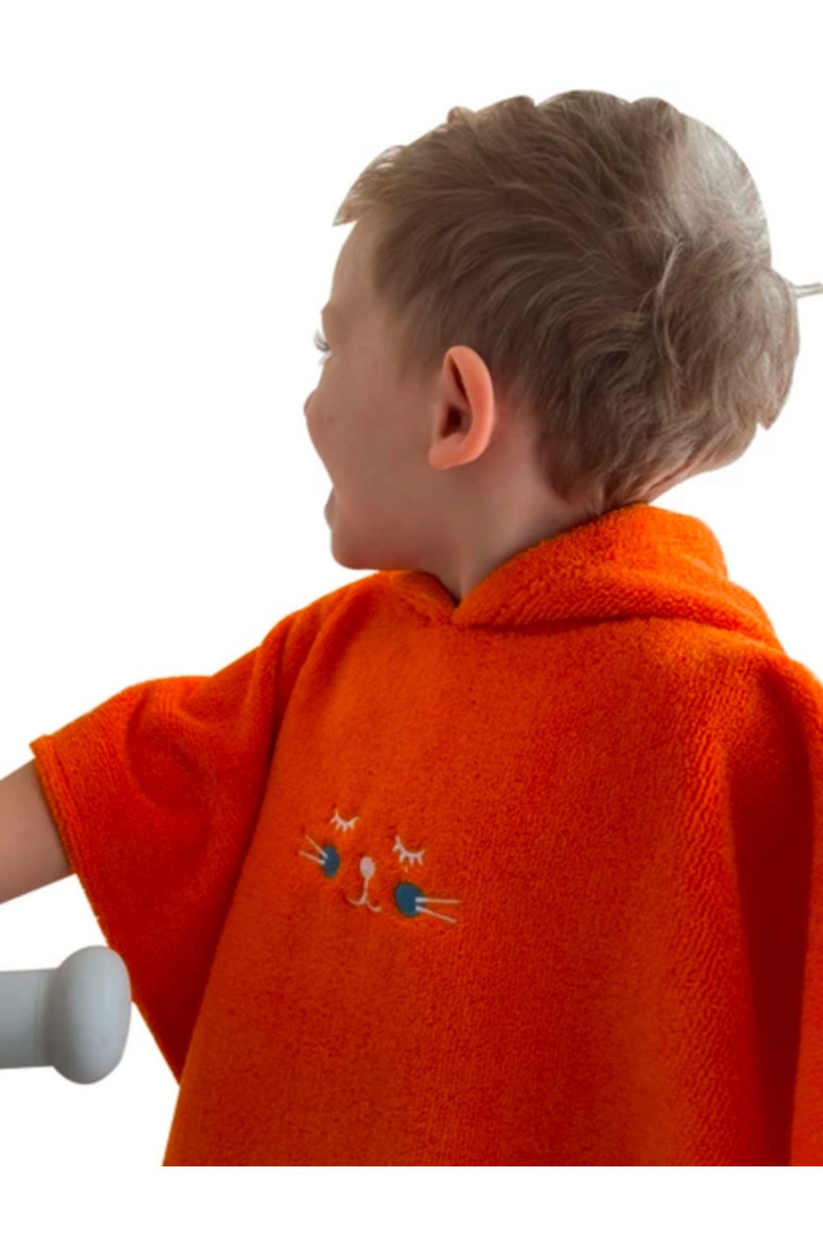 C&City-Orangefarbener C1717-Modell-Digitaldruck-Poncho für Kinder 4
