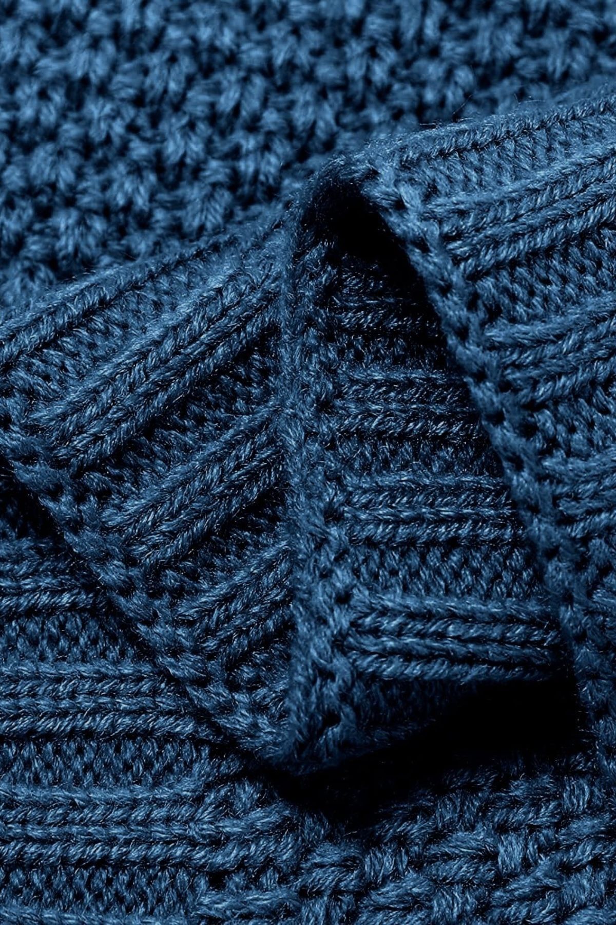 Battani.Co Kız Ve Erkek Bebek Için Triko Örgü Bebek Battaniyesi 90cm X110cm Basics Indigo fotoğrafı 2 (önizleme)