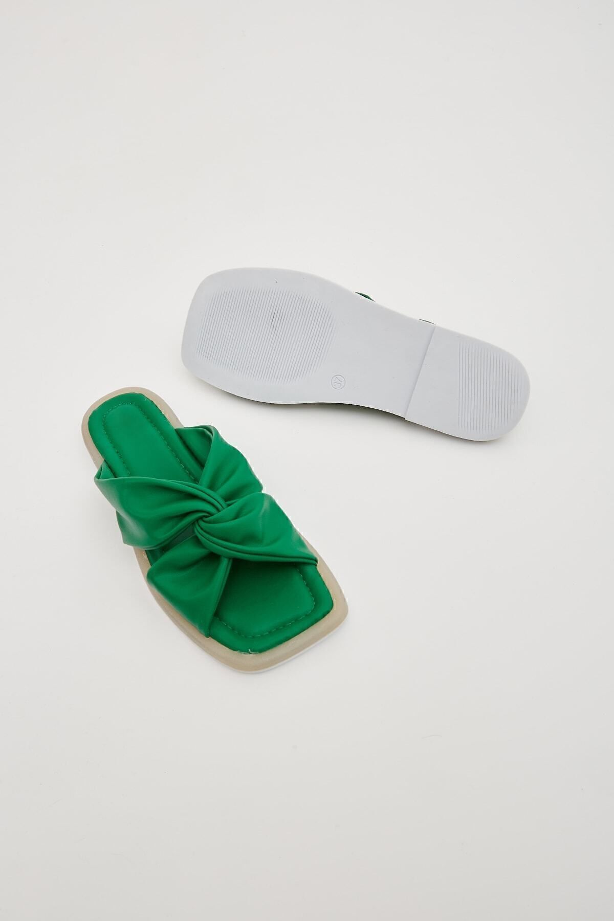 Moda Devrin-Papuci pentru damă Green Cross Twist, cu talpă anti-alunecare, papuci pentru exterior și acasă 7