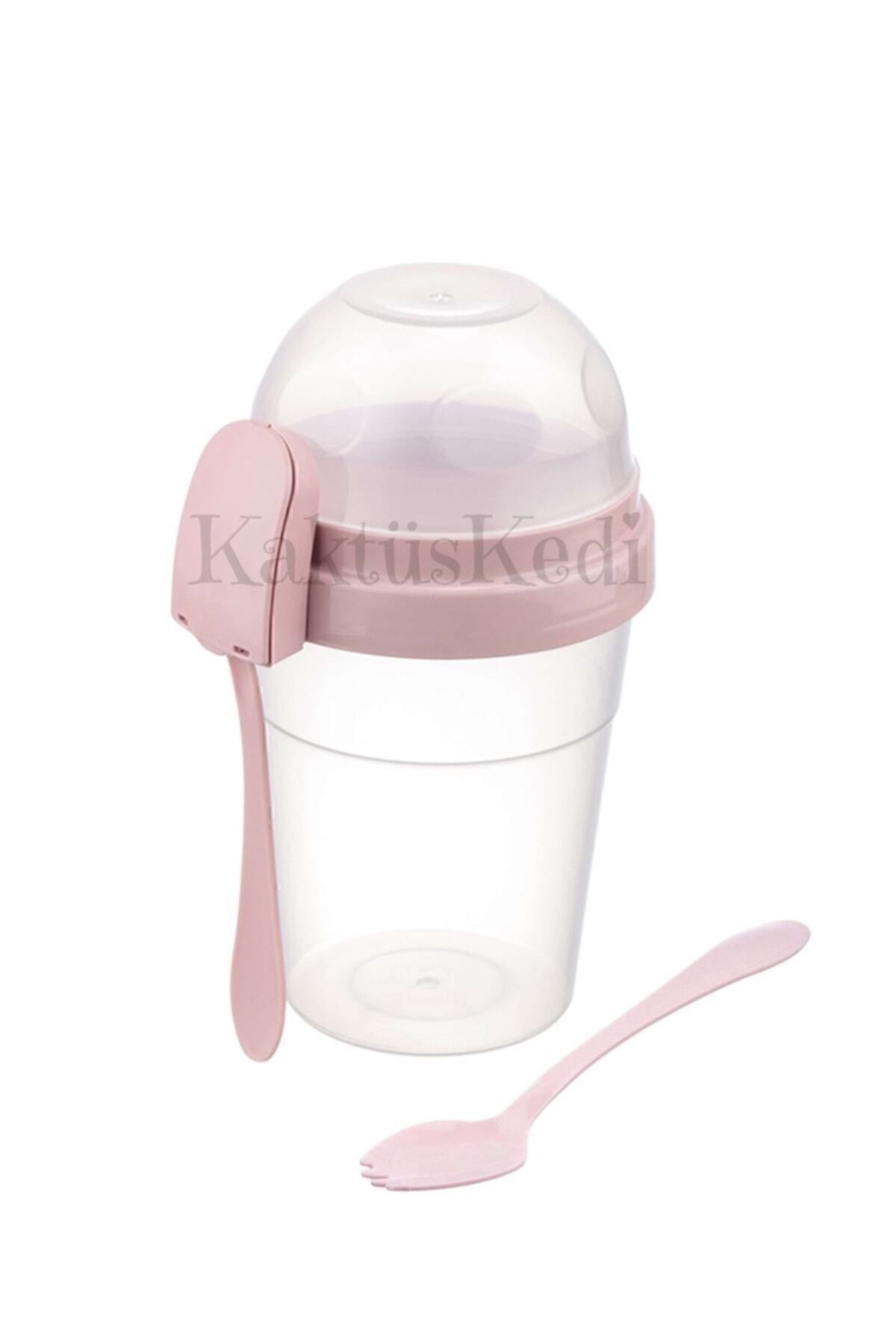 KaktüsKedi-Prepar and Go with Lid, Spoon and Fork Diet and Yogurt Container Food Storage Container Powder 3