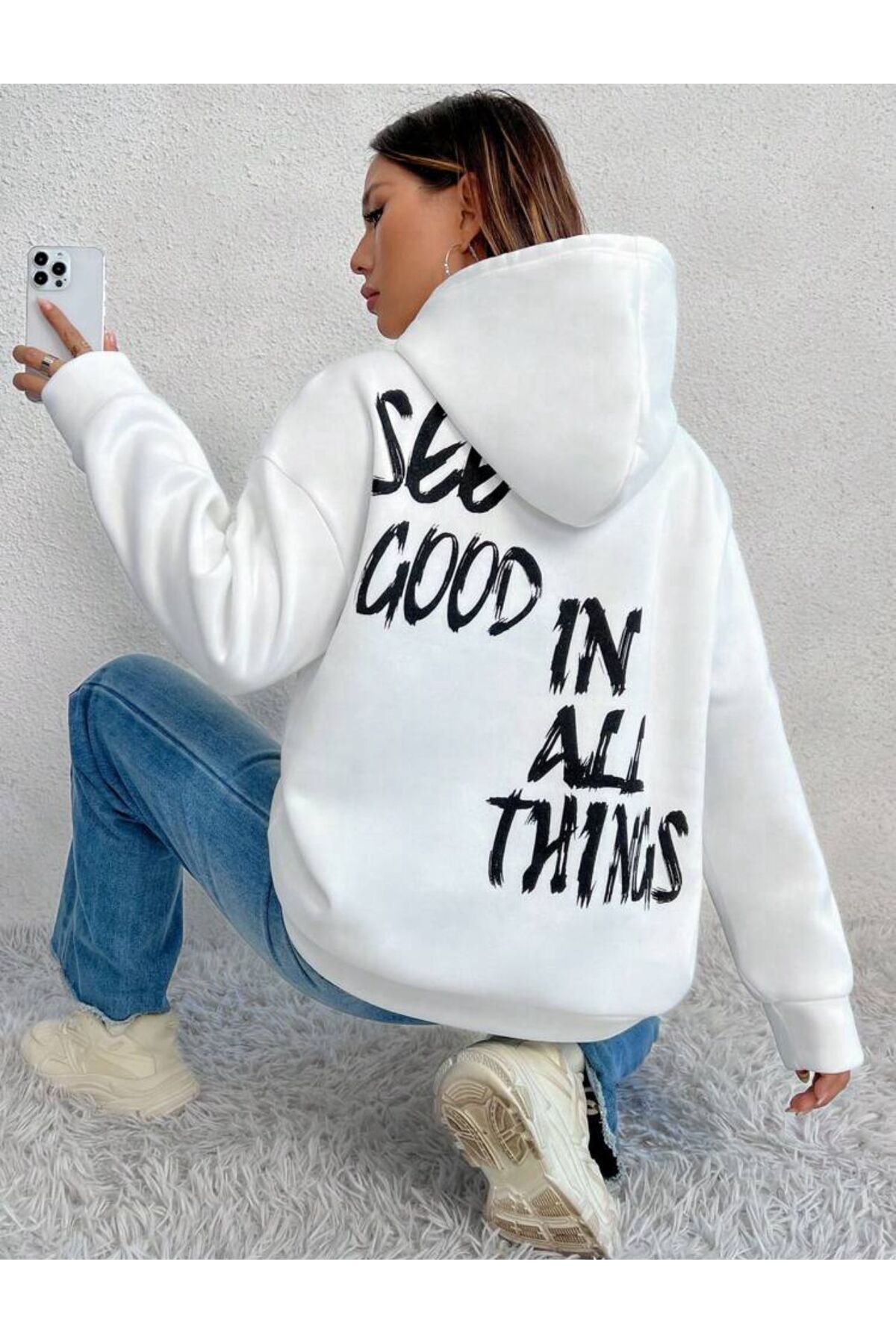 AFROGİYİM-Hanorac supradimensionat unisex față spate See Good All In Printed 3