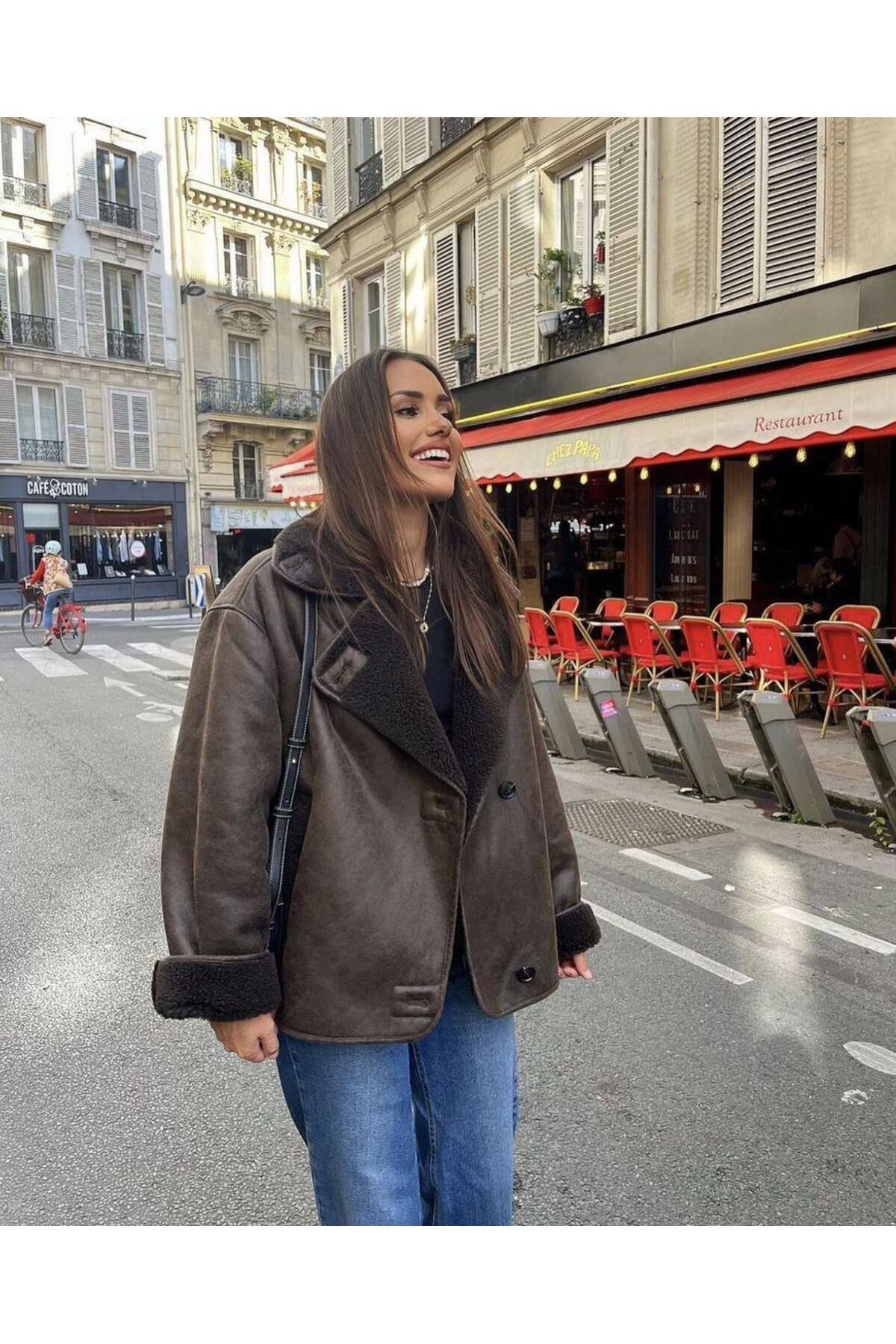 ZF BUTİK-Schwarze Oversize-Damenjacke 1
