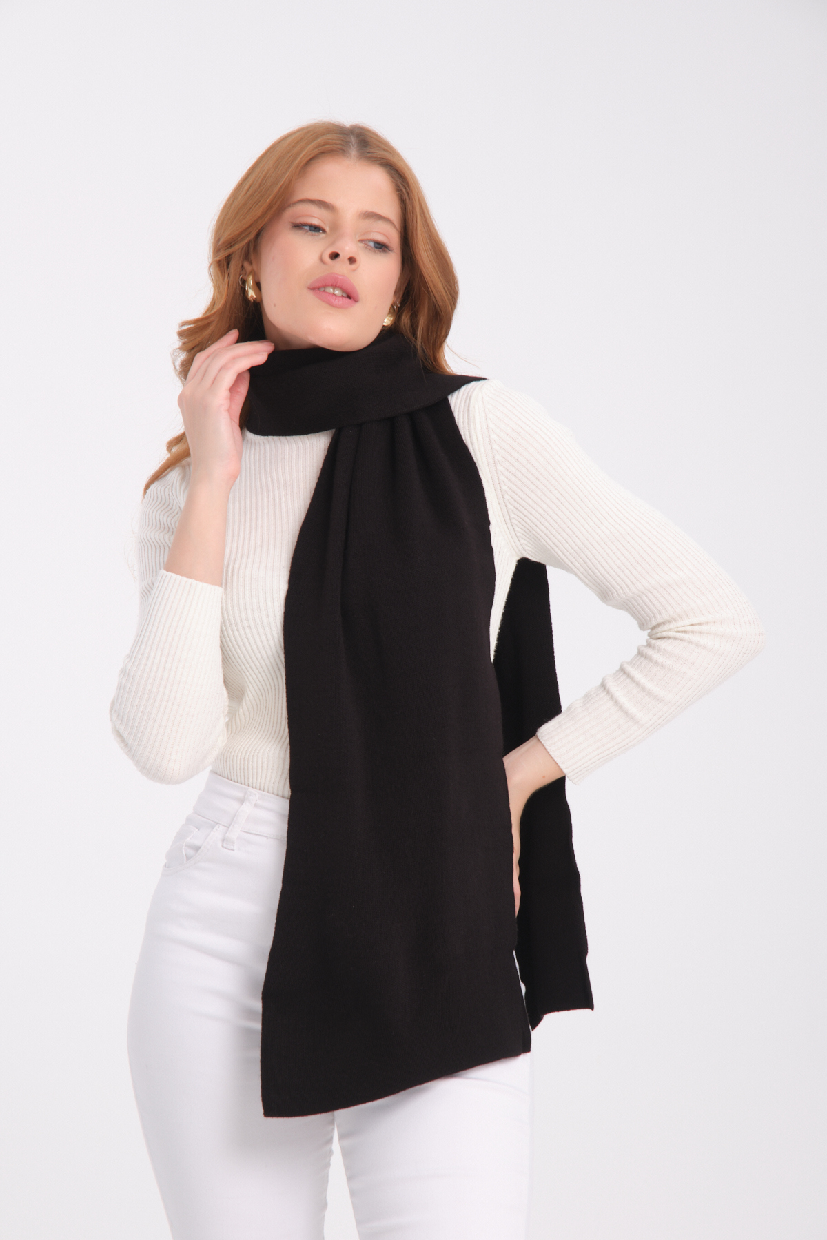 VEGA MODA Unisex Düz Triko Örgü Atkı, Triko Atkı, Yumuşak Dokulu Atkı, Erkek Kadın Atkı, Atkı, triko örgülü. görsel 5