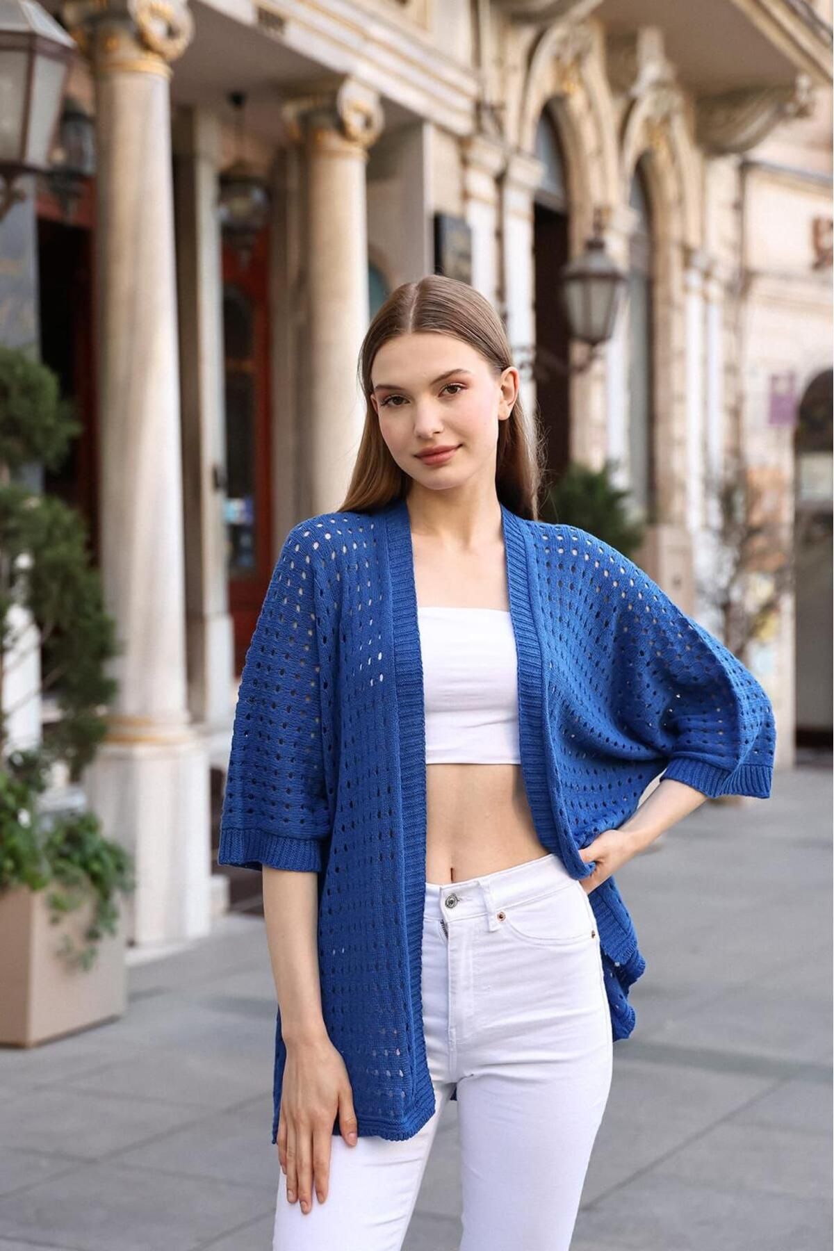 Overbazaar-Bodyless Knitwear Cardigan - Perforated and Buttonless 2