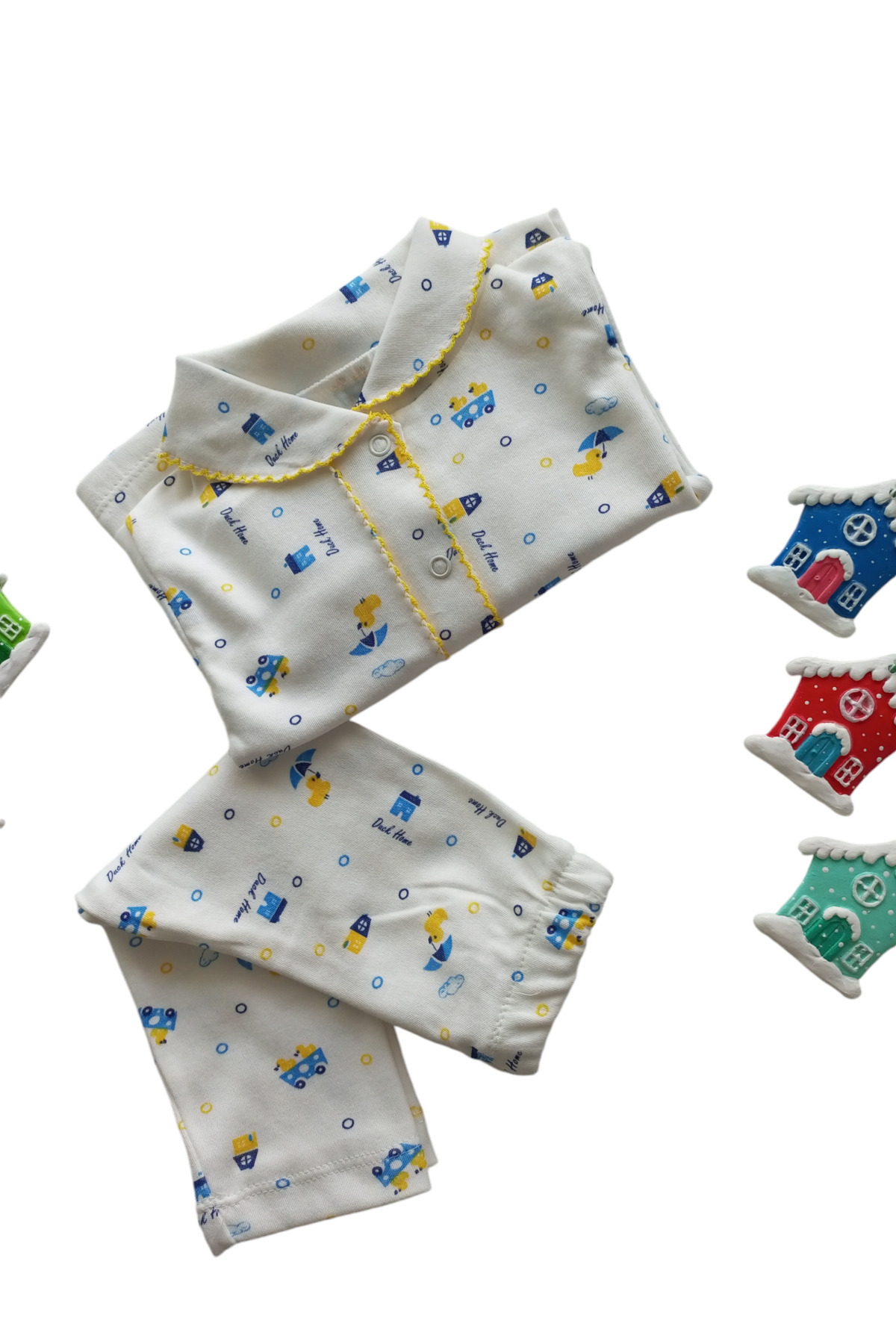 Babexi Civciv Desenli Pamuklu Bebek Pijama Takımı fotoğrafı 2 (önizleme)