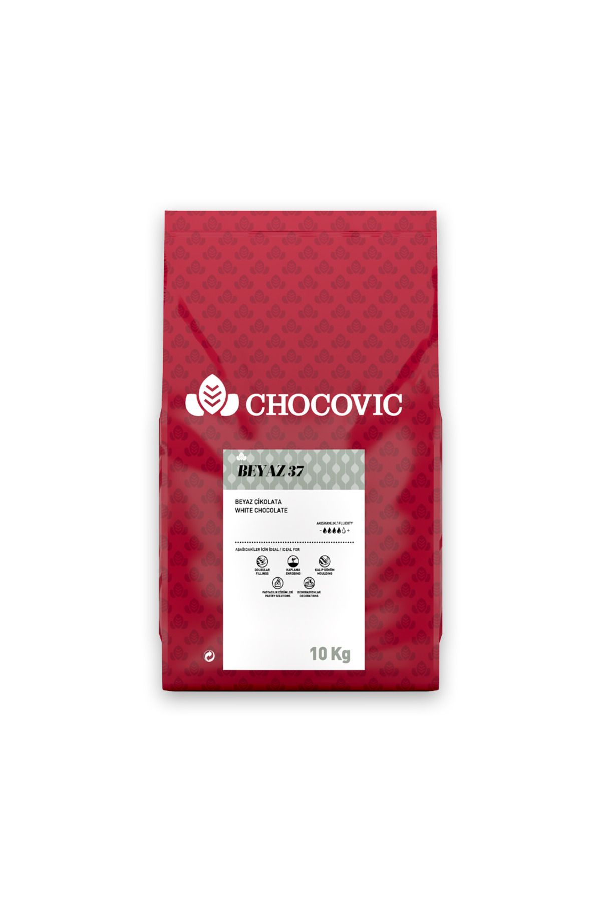 CHOCOVİC 10 Kg. Beyaz Pul Kuvertür (CHW-R2737E-55B-Beyaz %37)
