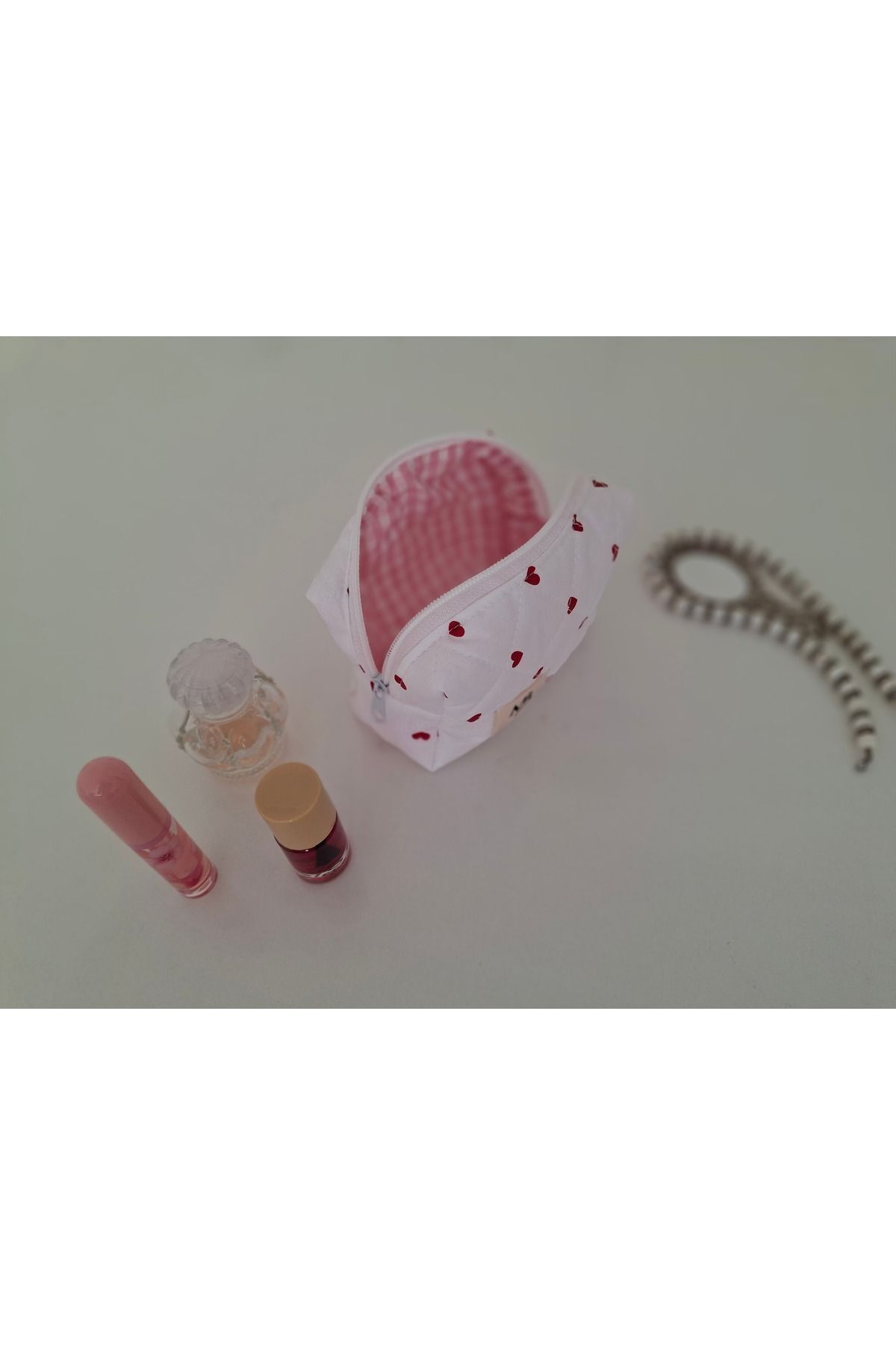 کیف آرایش طرح دار قلب - کیف رژ لب - سایز کوچک M&B