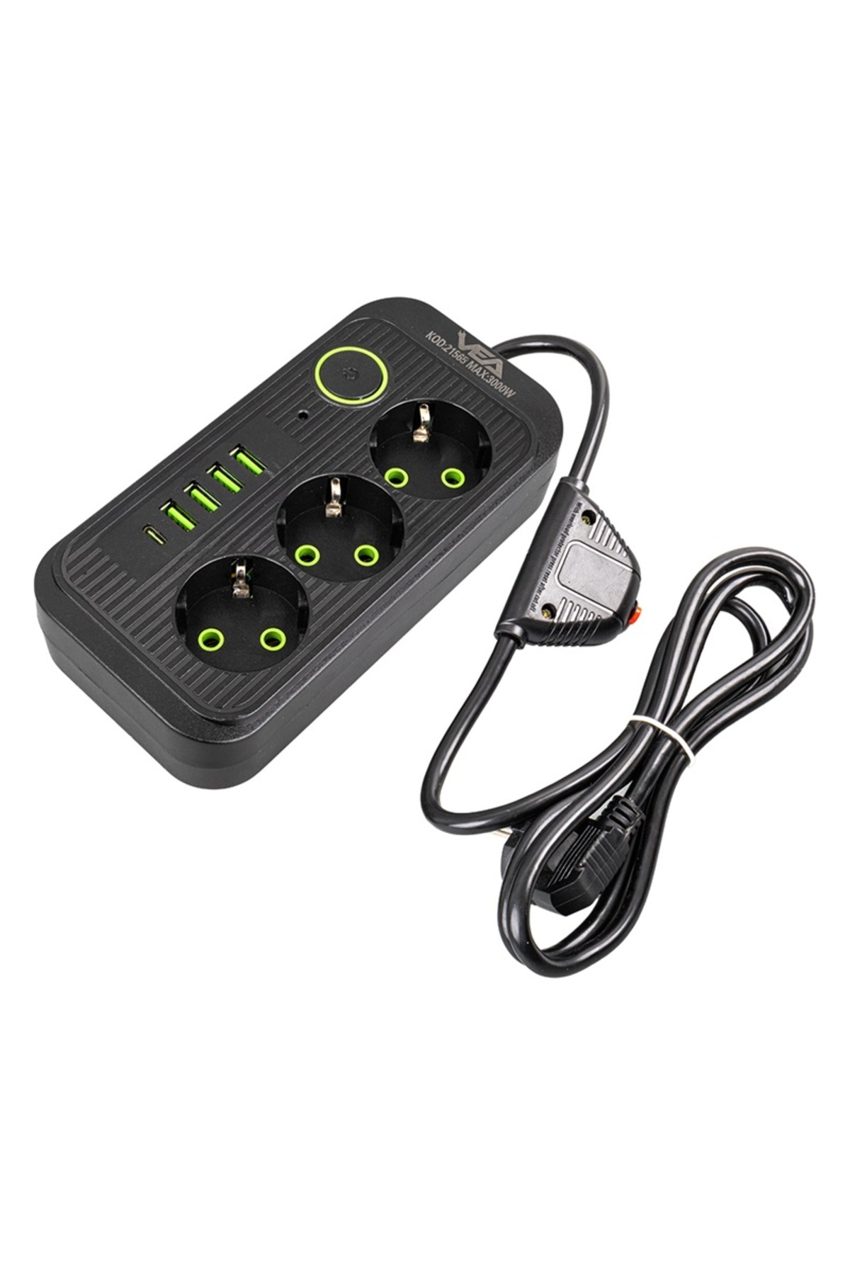 TechMore Akım Korumalı Grup Priz 3’lü 1.5 Metre Kablolu 4 Usb Type-c ...