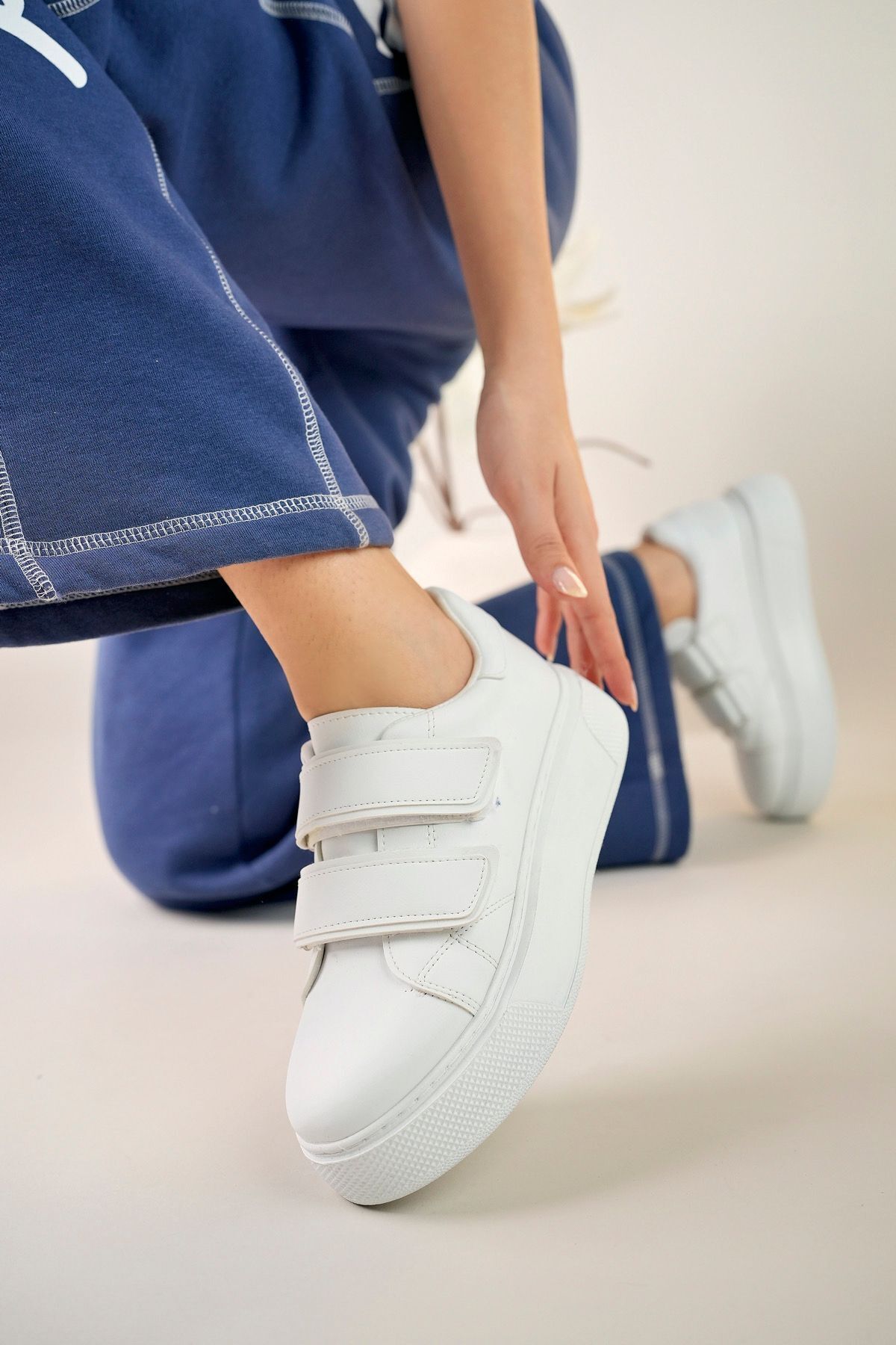 White velcro platform sneakers cheap