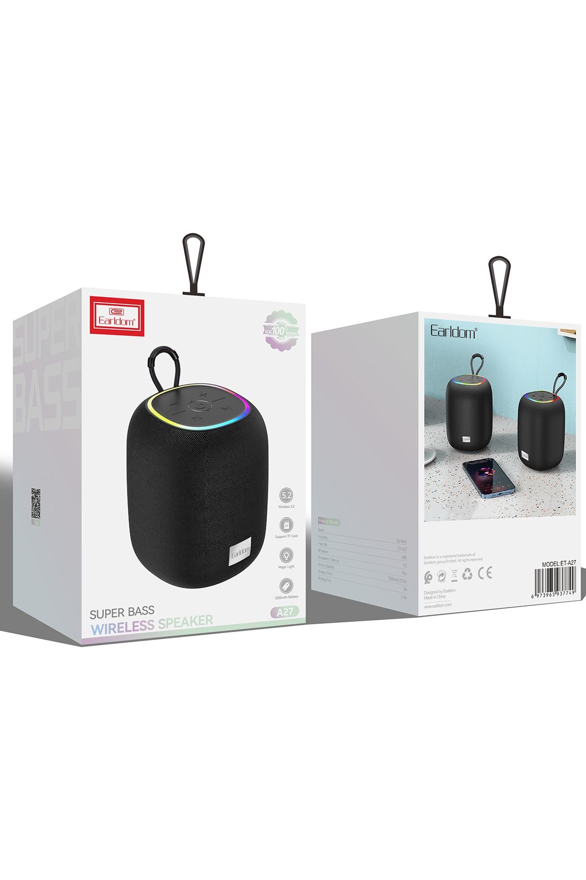 Earldom A27 RGB Işıklı Süper Baslı Bluetooth Kablosuz Hoparlör 4