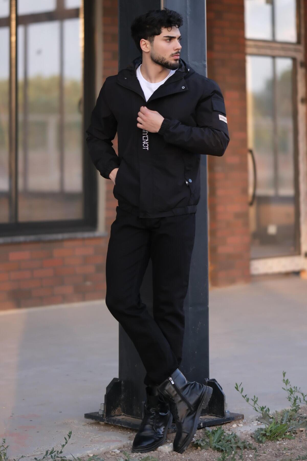 Stilkombin  Kol Cepli Baskılı Spor Likra Kumaş Yağmurluk Mevsimlik PLDP 2968 - Görsel 2