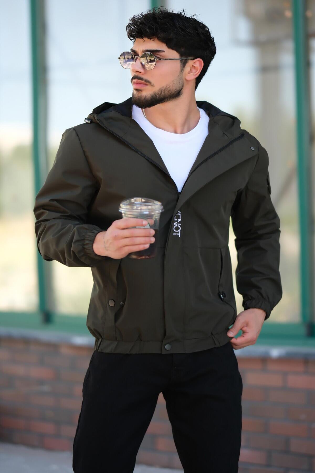 Stilkombin  Kol Cepli Baskılı Spor Likra Kumaş Yağmurluk Mevsimlik PLDP 2968 - Görsel 2