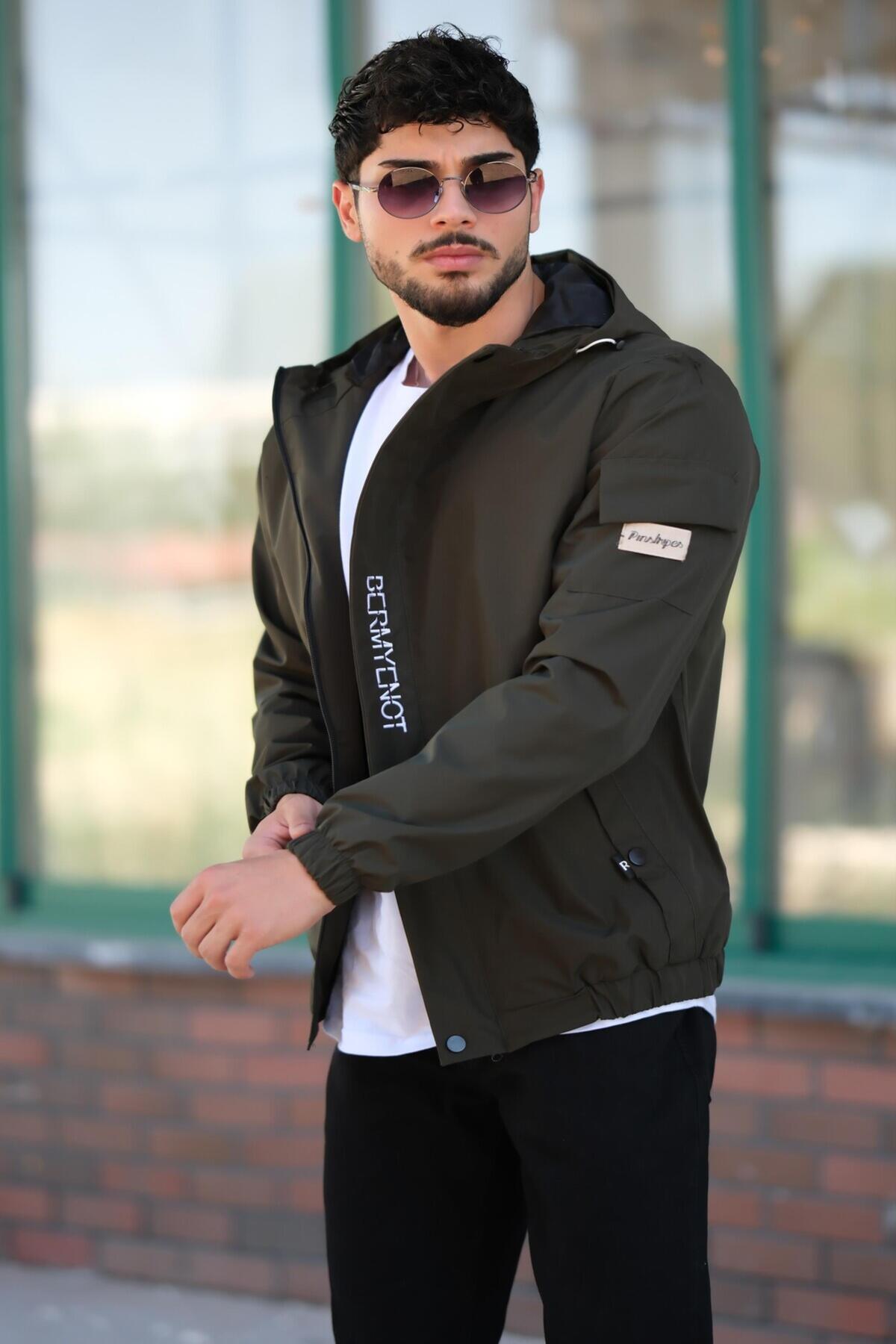 Stilkombin  Kol Cepli Baskılı Spor Likra Kumaş Yağmurluk Mevsimlik PLDP 2968 - Görsel 4