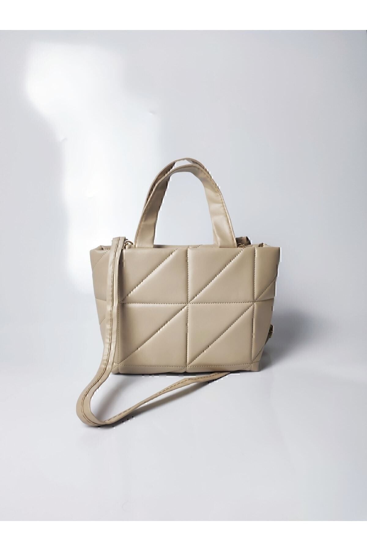 cream womens quilted embossed puff inflatable faux leather napoli shoulder strap tote hand and shoulder bag