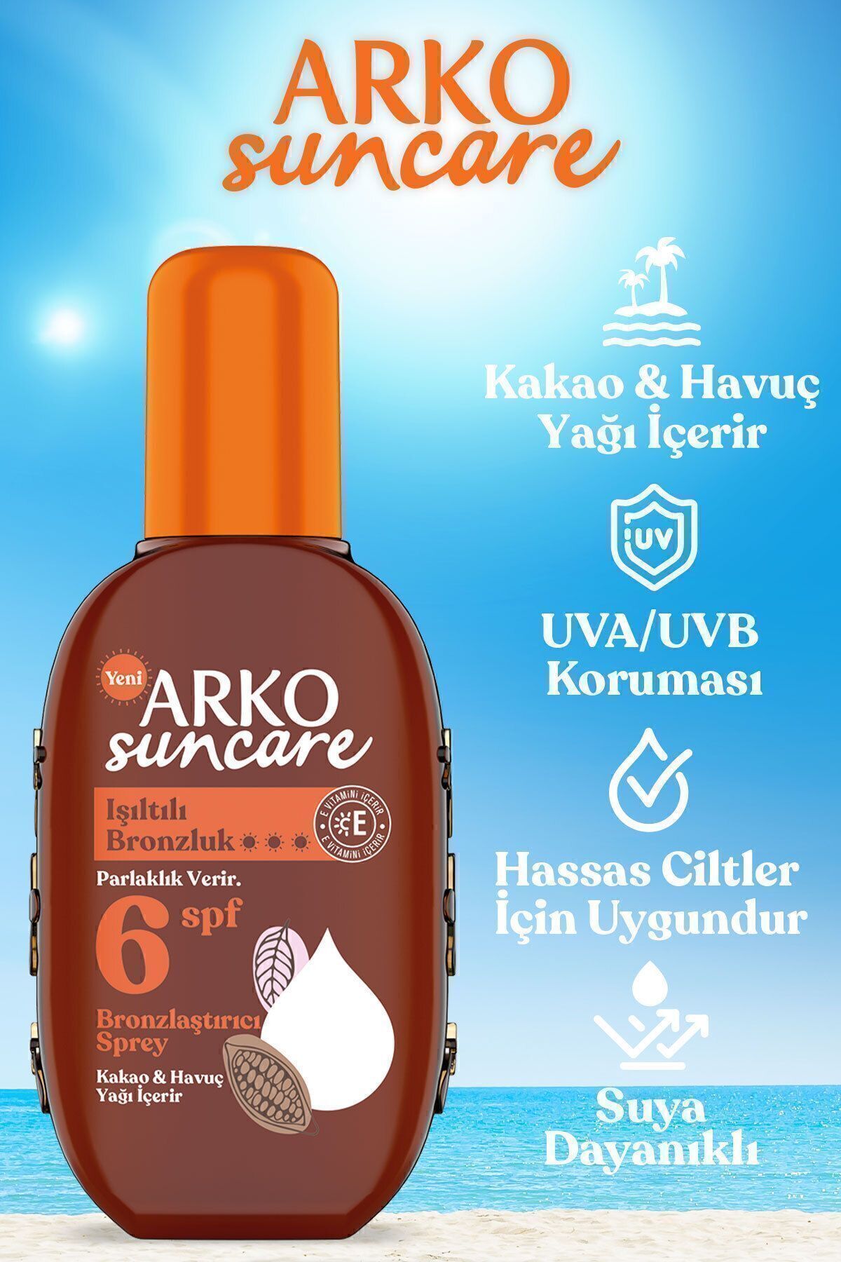 کیسه کادویی 200 میلی لیتری روغن برنزینگ سانکر Spf6 220 میلی لیتری اسپری ضد آفتاب بدن با محافظت بالا Spf30 Arko