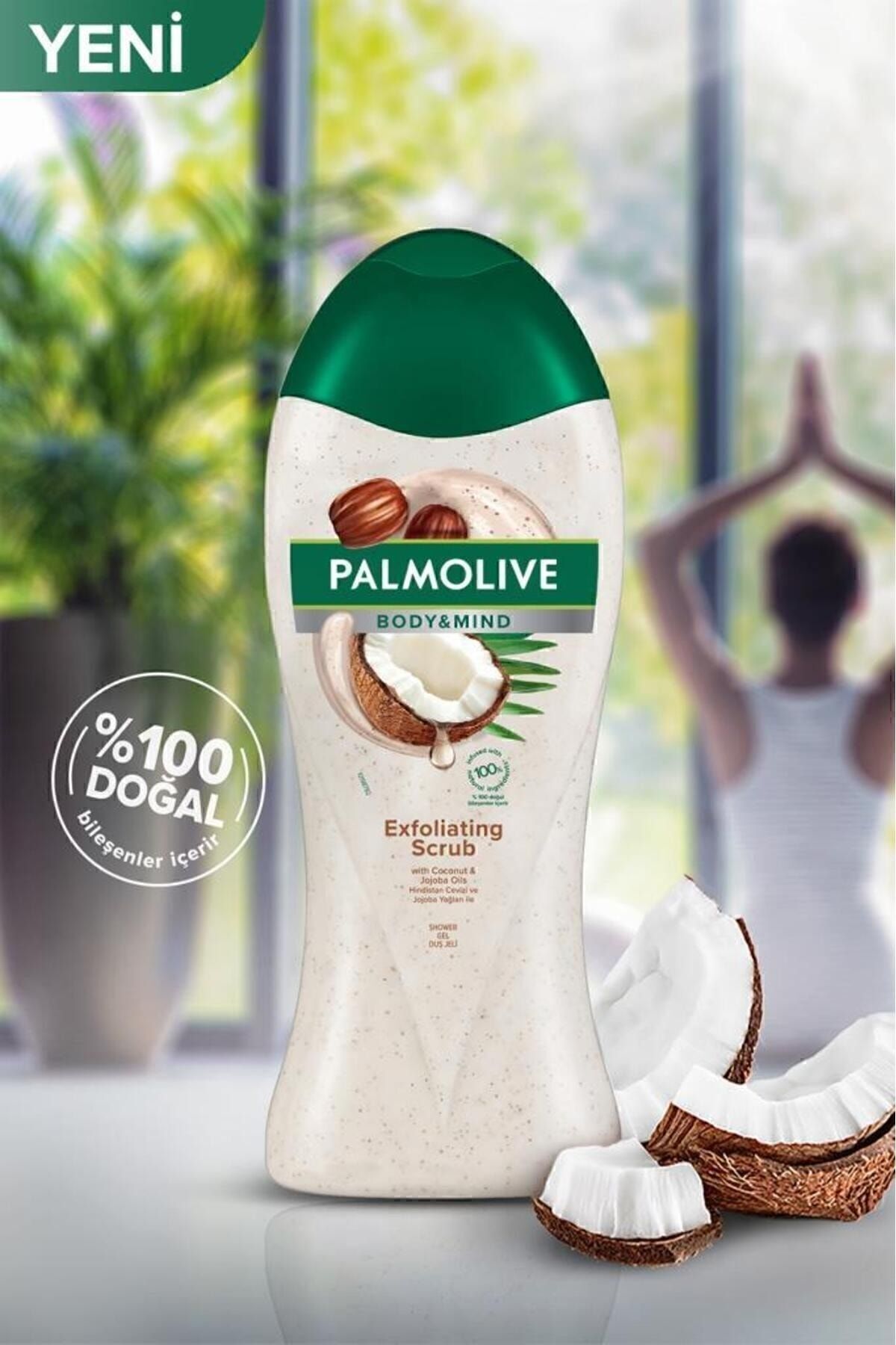 ژل حمام و دوش با اثر لایه برداری نارگیل بدن و ذهن 500 میلی لیتر x2 تکه + دستشویی دوش Palmolive
