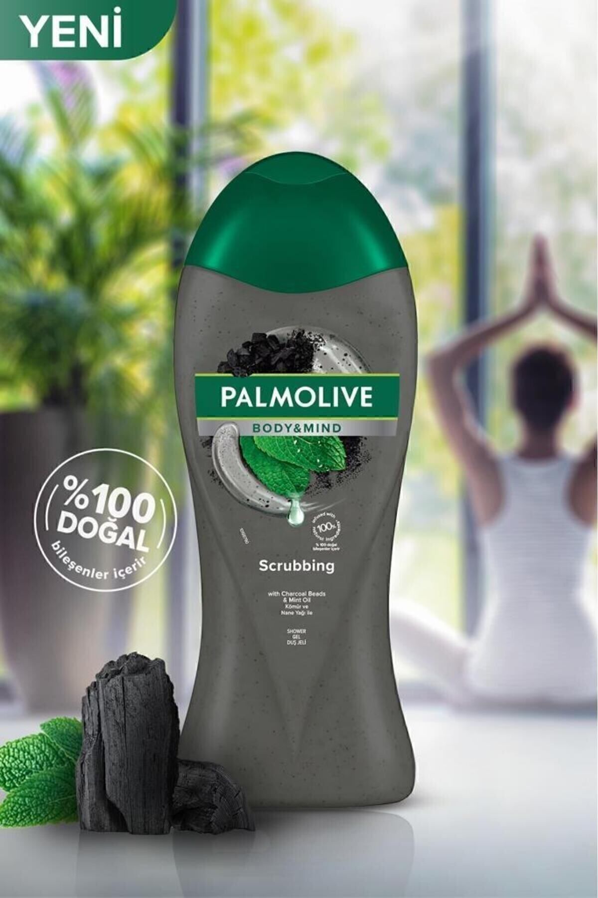 بدن و ذهن زغال چوب و روغن نعناع ژل حمام و دوش 500 میلی لیتر در 2 عدد + هدیه لوفا دوش Palmolive