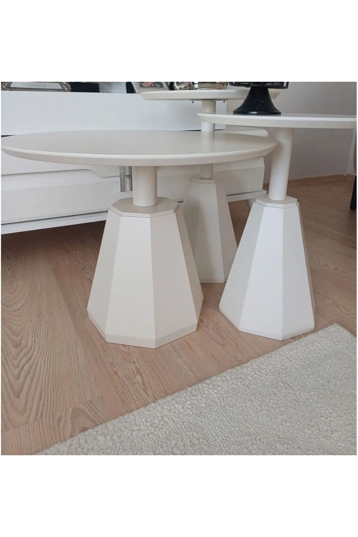 KÜPELİ KREM 2+1 SET 2 yan 1 orta sehpa