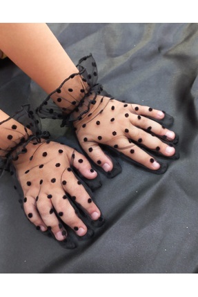 es moda shop Lara baby puantiyeli fırfırlı  kız çocuk eldiven