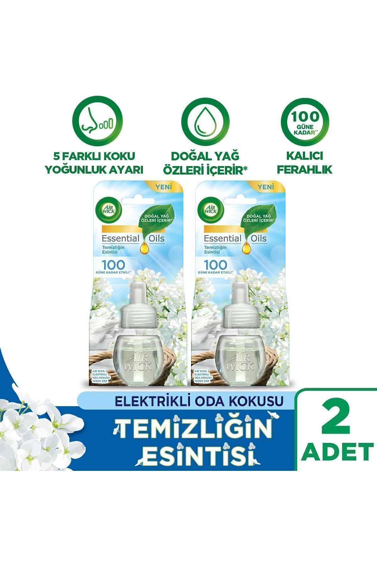 Air Wick Elektrikli Oda Kokusu Yedek Şişe Temizliğin Esintisi X 2 - Esansiyel Yağlar Içerir*