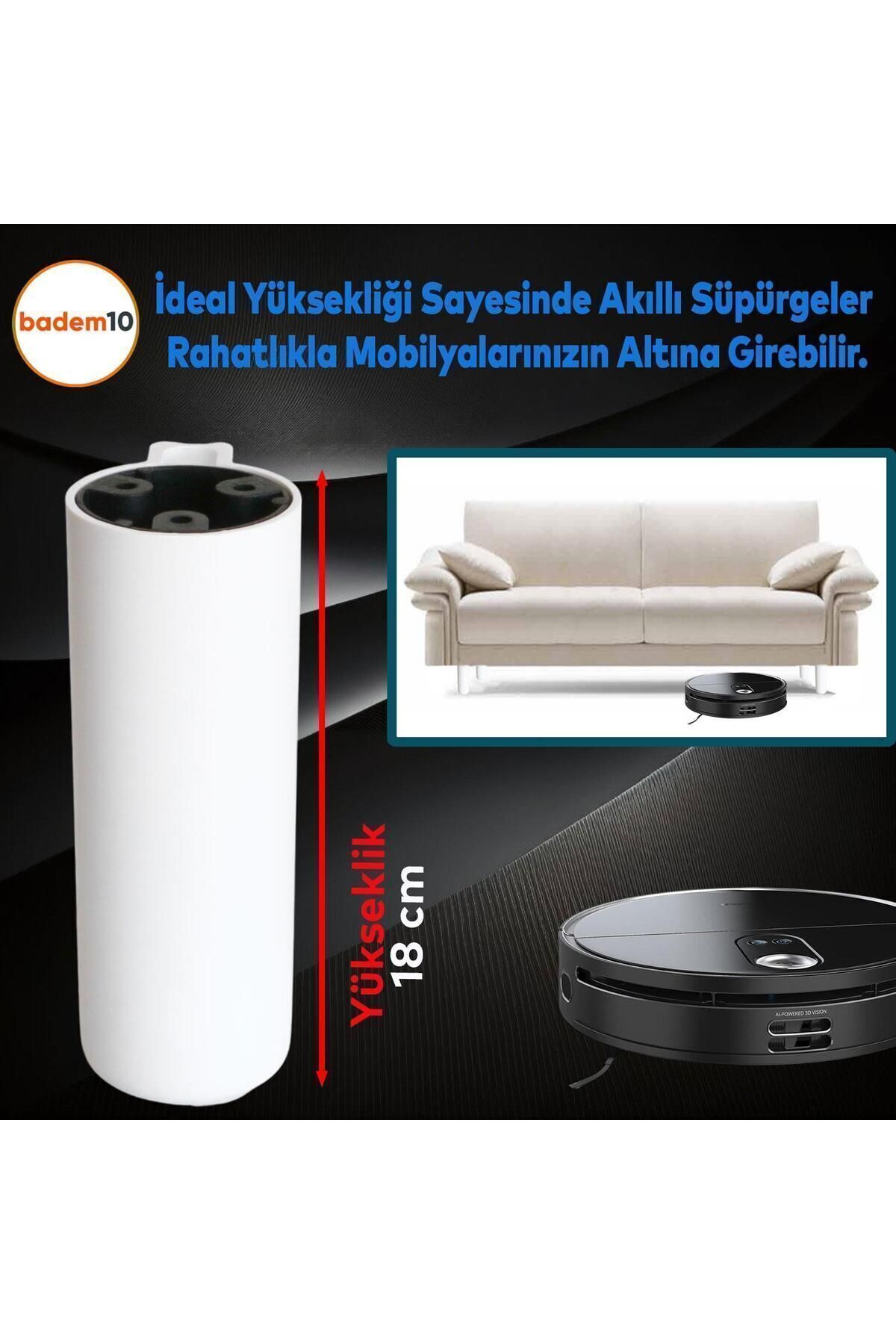 Badem10-Capsule Bohemian (Premium) White 18 cm Furniture Sofa Tv Unit Armchair Base Riser Leg Feet 4