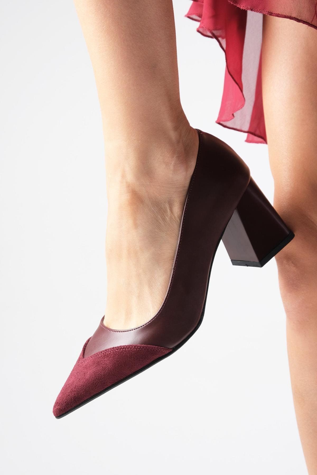 Mio Gusto Pantofi De Damă Whitney Burgundy Cu Toc Bloc Femeie - 38