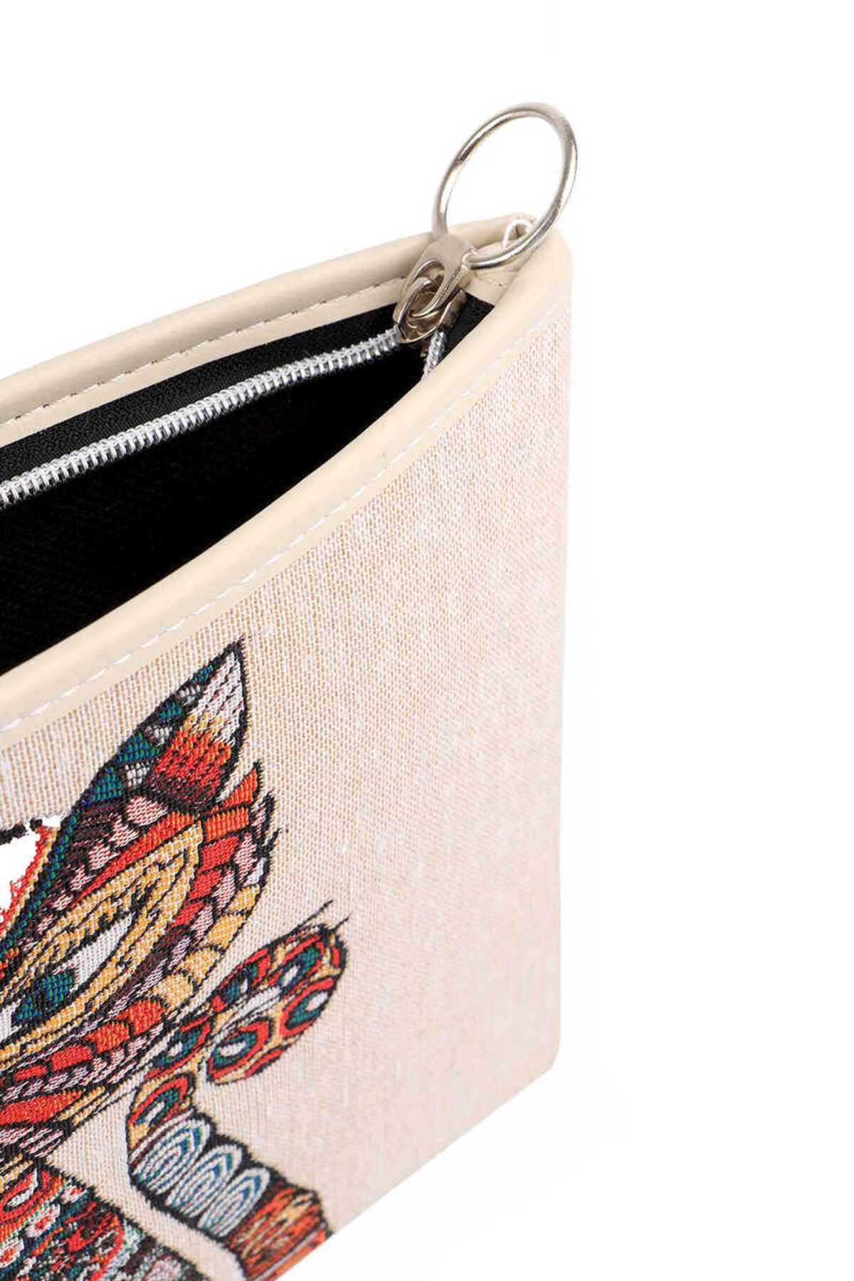 Bursa İpek-Cat Patterned Tapestry Handbag 4