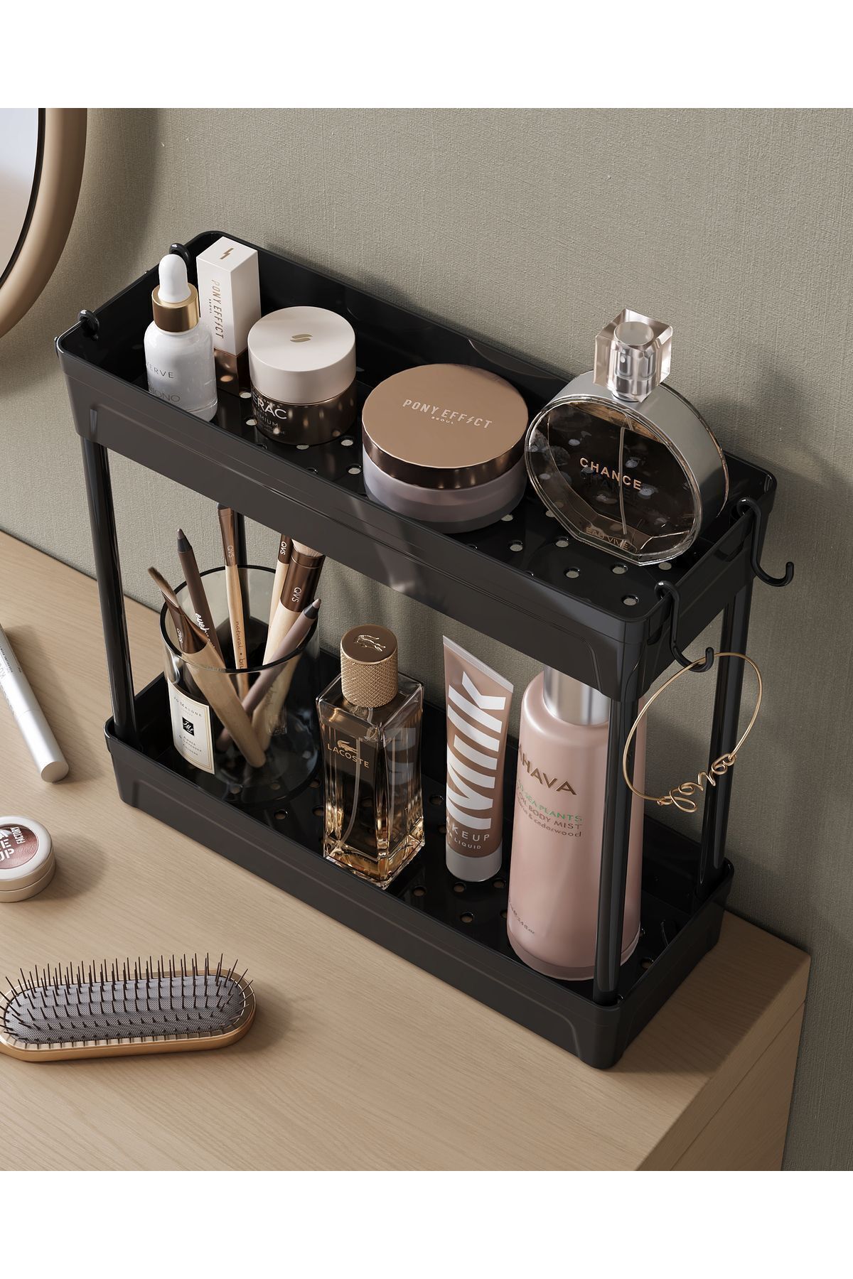 ATA HOME-Rafata 2-Tier Hanger Bathroom Organizer - Non-Slip Base Under-Sink Organizer 4