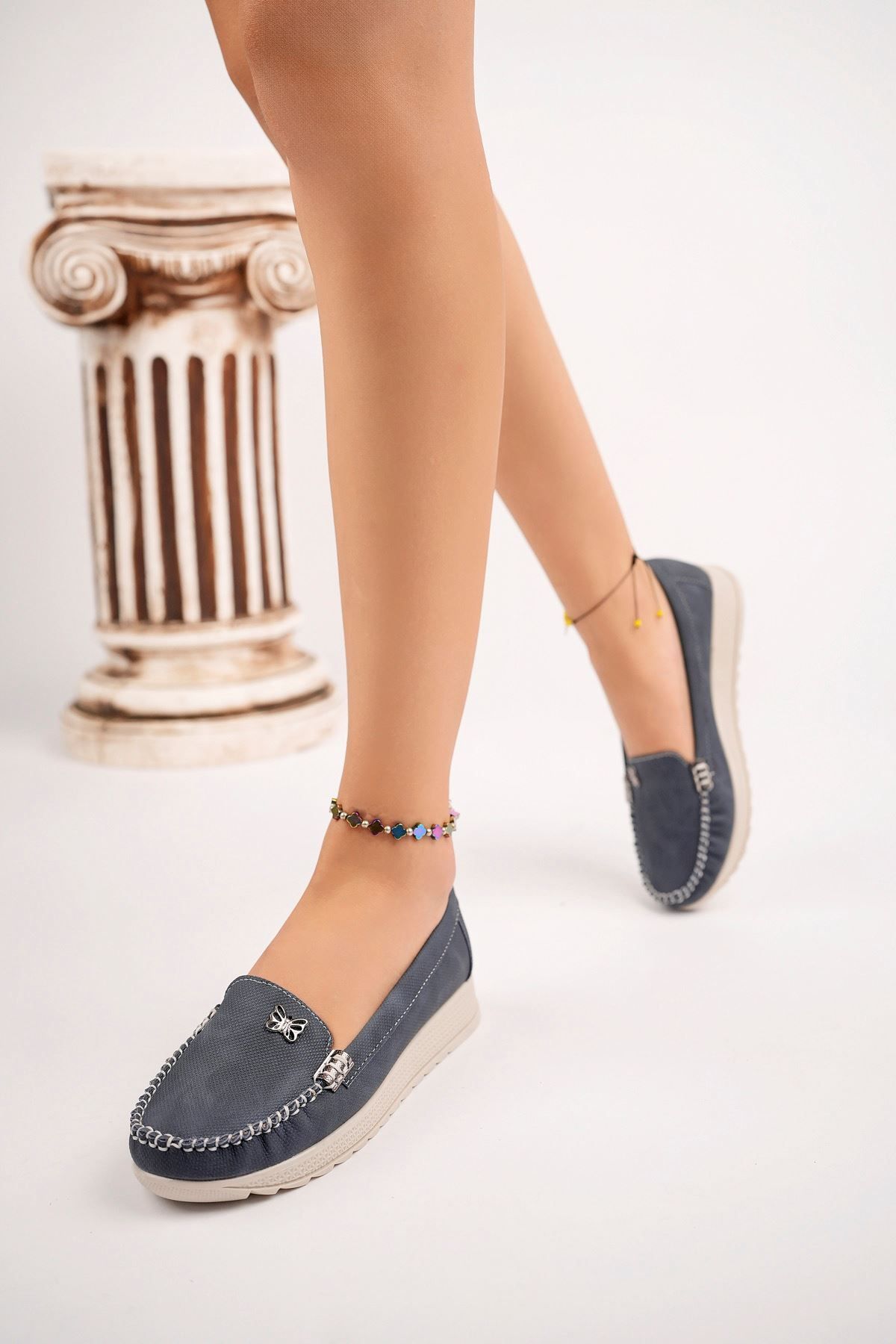 epaavm Pantofi Din Denim Albastru Bleumarin Cu Toc Cu Pană Femeie - 41