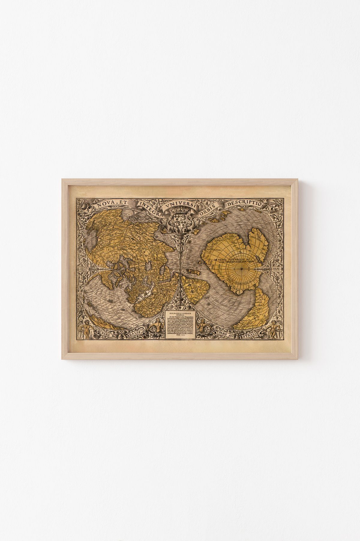 World Map - Wooden Patterned Frame