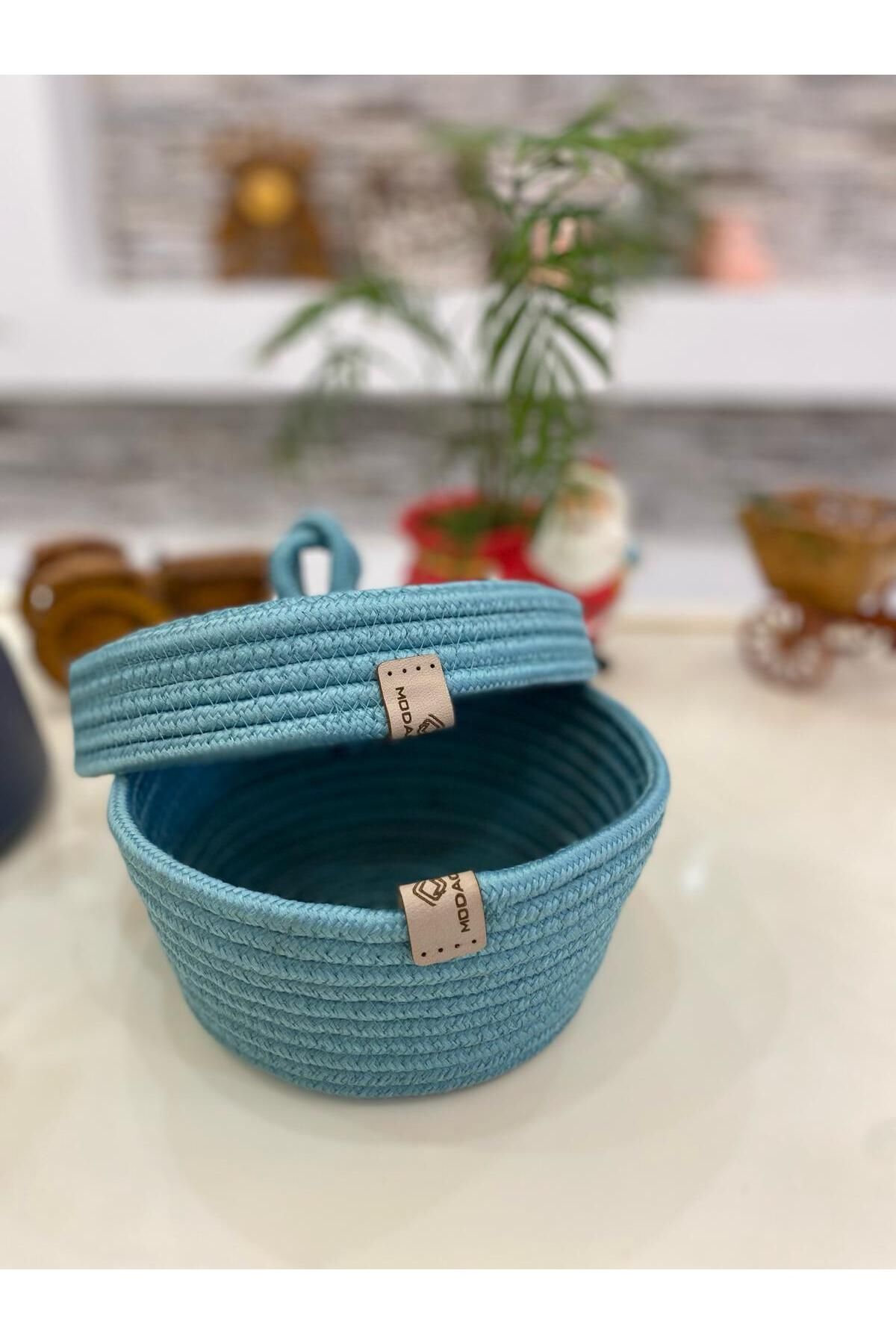 JÜTEX HOME-منظم بغطاء بيضاوي من قش الجوت مقاس 20x20 4