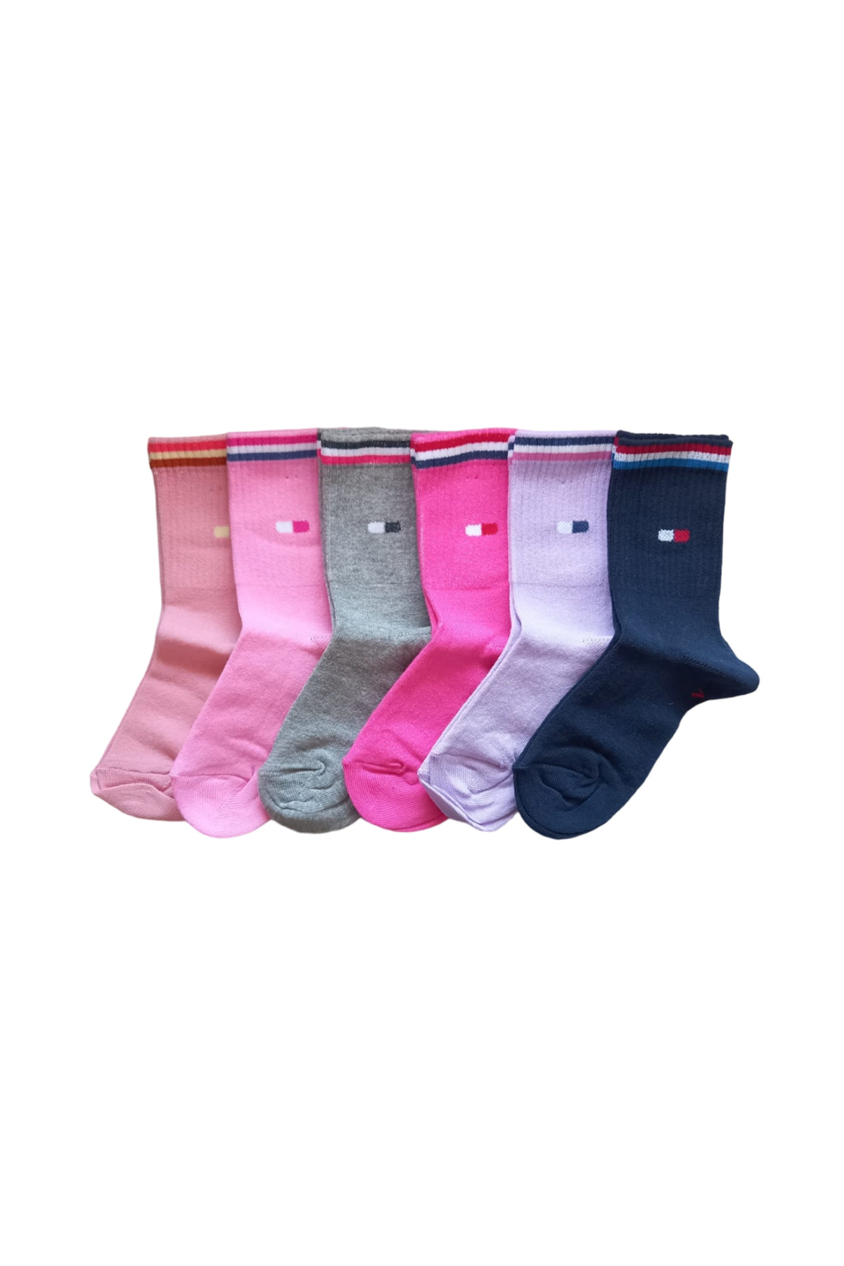 6 Pairs of Girls Patterned Cotton Sock
