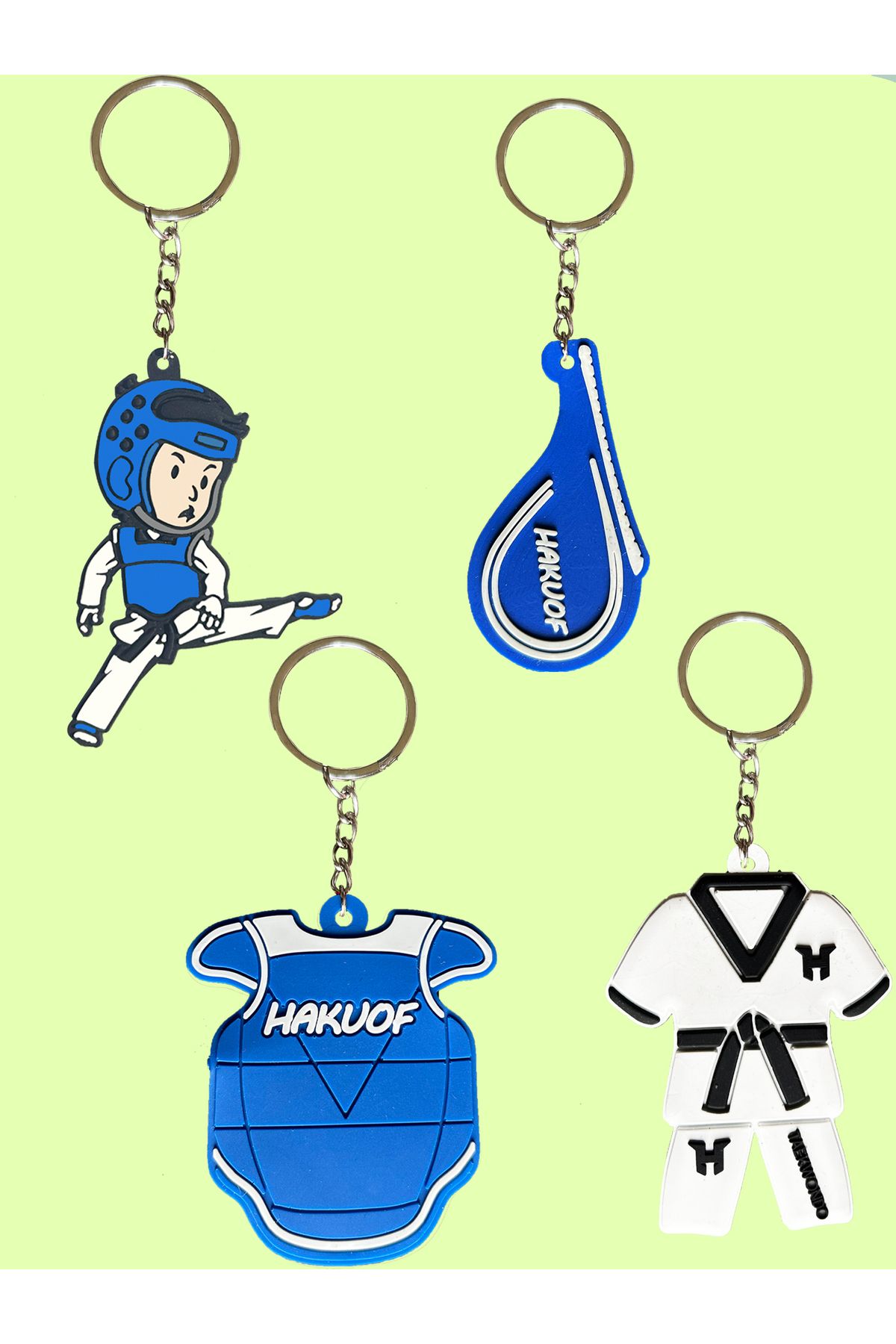 hakuof Taekwondo Keychain Set of 4 Keychain Taekwondo Safeguard Kicking Target and Dobok Uniform Anime Trendyol