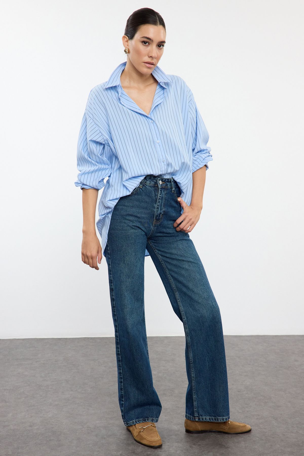 Wide leg indigo jeans discount