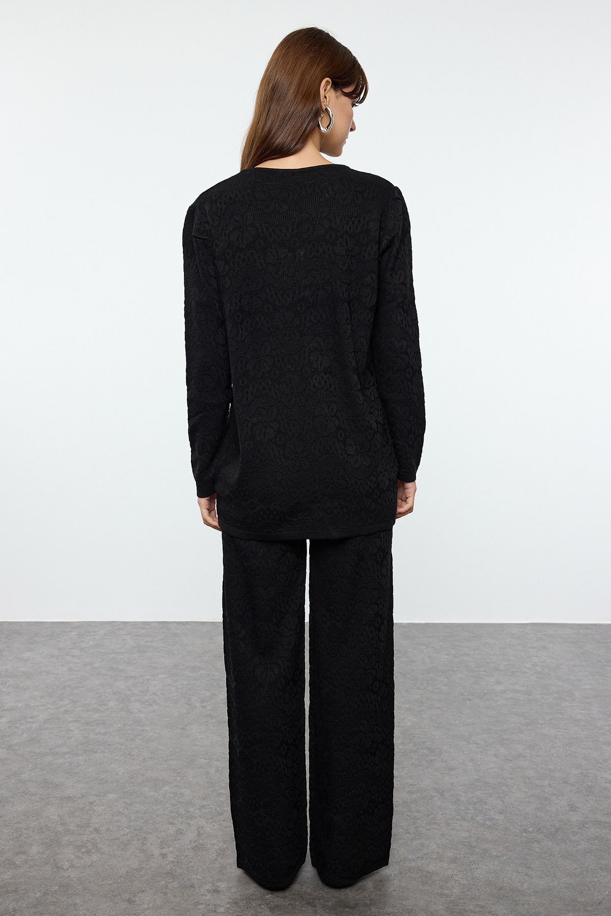 Trendyol Modest-Embroidery Patterned Black Knitwear Set - Tctaw25Us00072 5